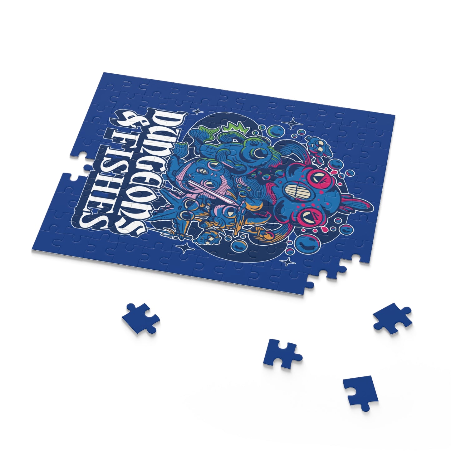 Dungeons and Fishes Jigsaw Puzzle Funny D&D Parody 120-500 Pieces for Nerdy Fantasy Game Fans and Fish Lovers RPG Style Puzzle