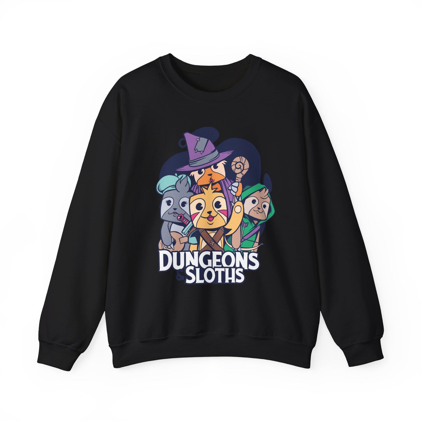 Dungeons and Sloths Funny D&D Parody Sweatshirt | Nerdy Fantasy Game Sweater Sloth Lovers | Unique Winter Gift | Cozy Fun Sweatshirt Gamers