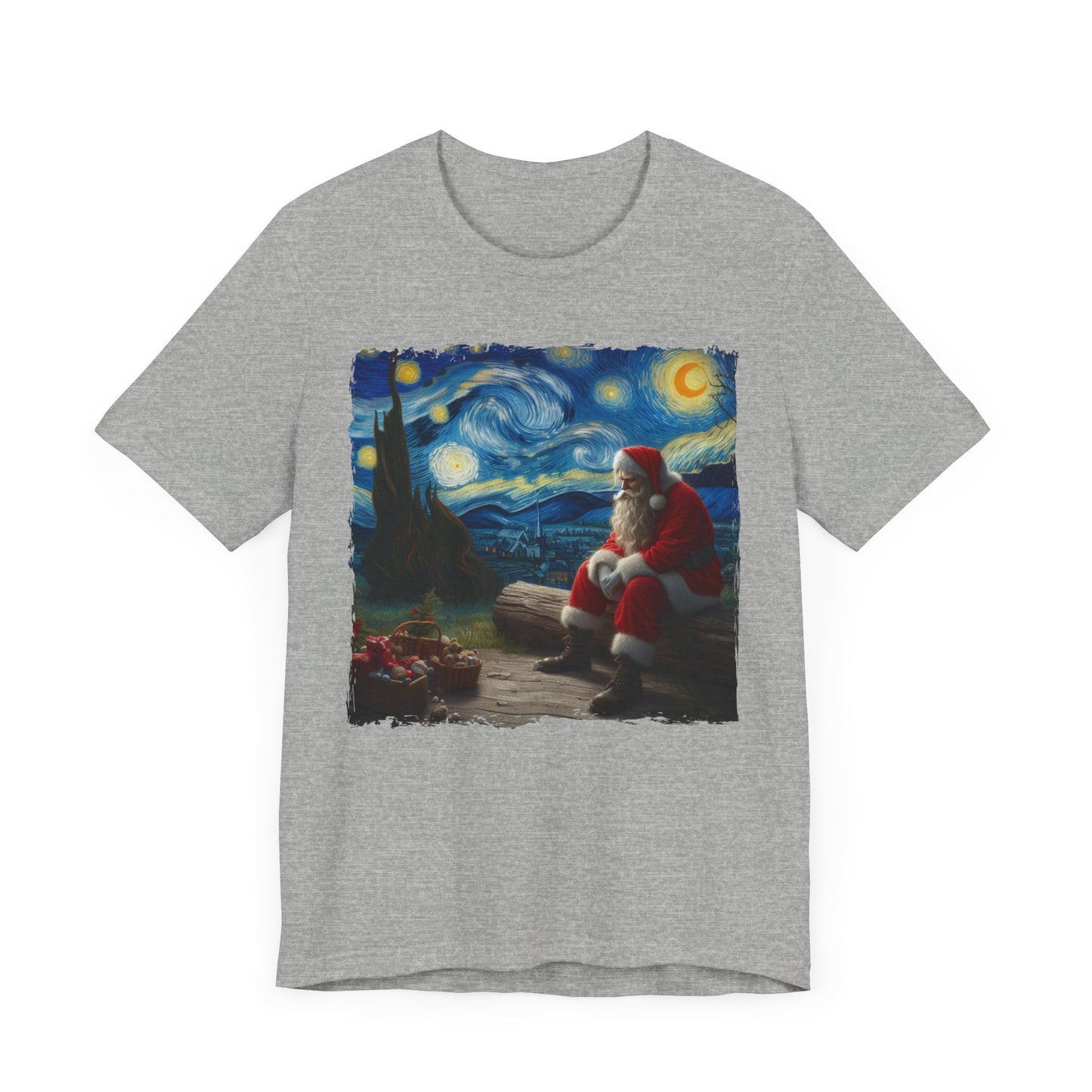 Santa Claus Night Sky Christmas Shirt | Starry Night-Inspired Holiday Art | Festive Santa Lover Tee Magical Christmas Season Christmas Gift