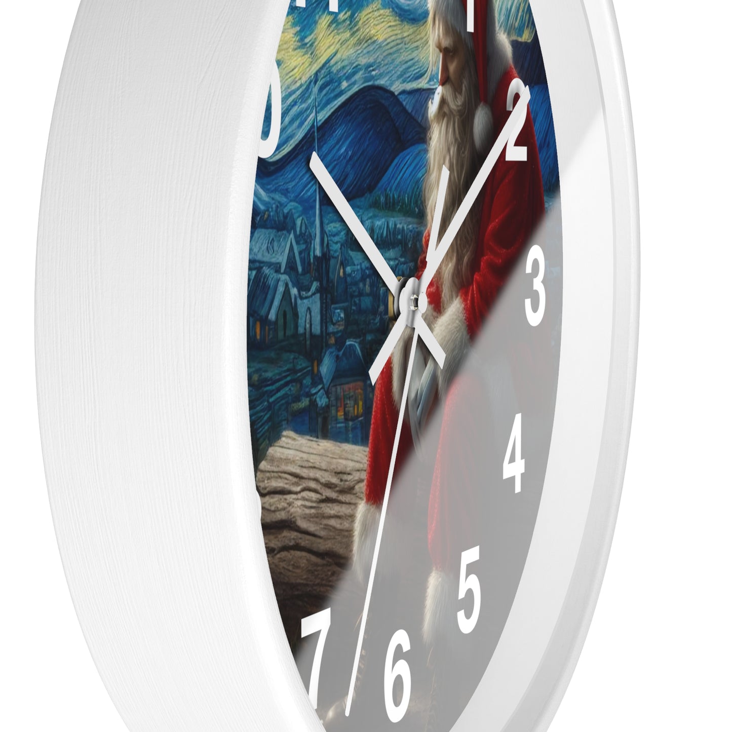Santa Claus Night Sky Wall Clock | Battery Operated Starry Night-Inspired Holiday Art Perfect Christmas Gift Santa Lovers Festive Wall Decor