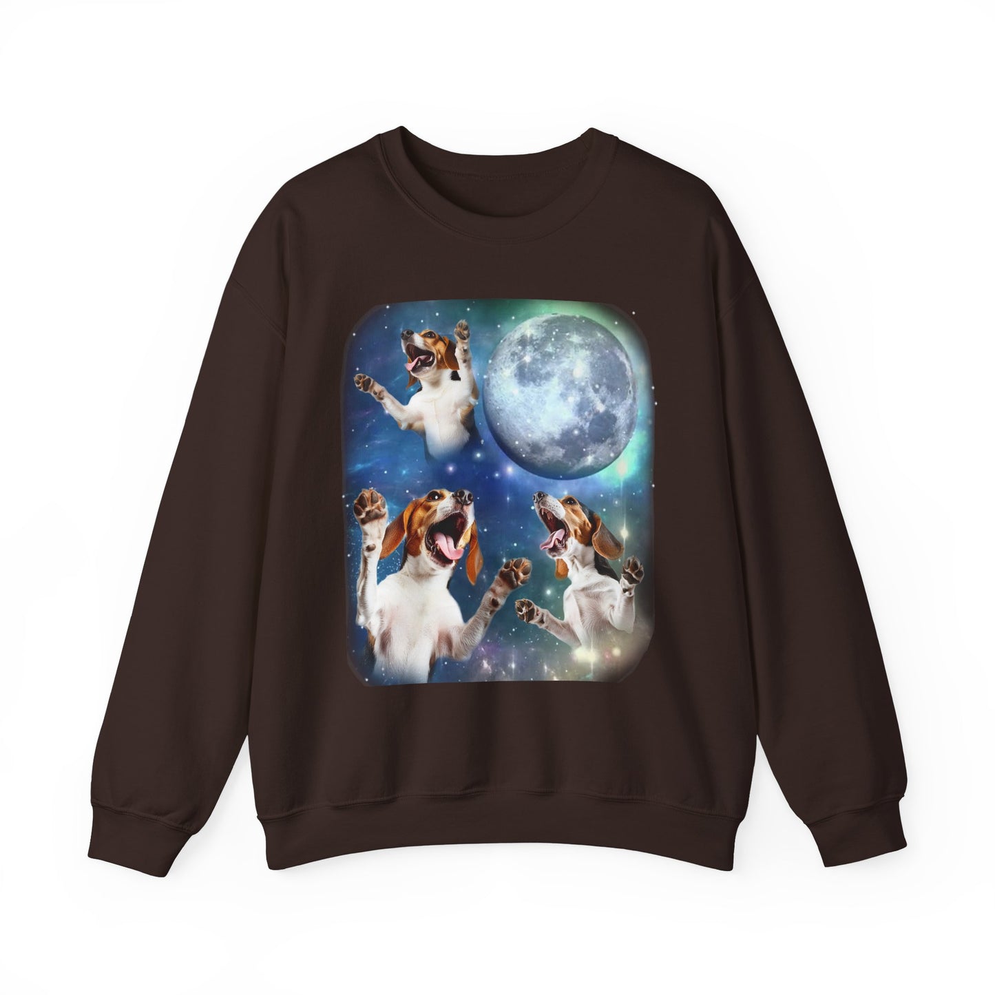 Beagle Howling at Moon Sweatshirt | Vintage Dog Lover Pullover Sweater | Funny Beagle Apparel Gift for Dog Enthusiasts and Pet Lovers