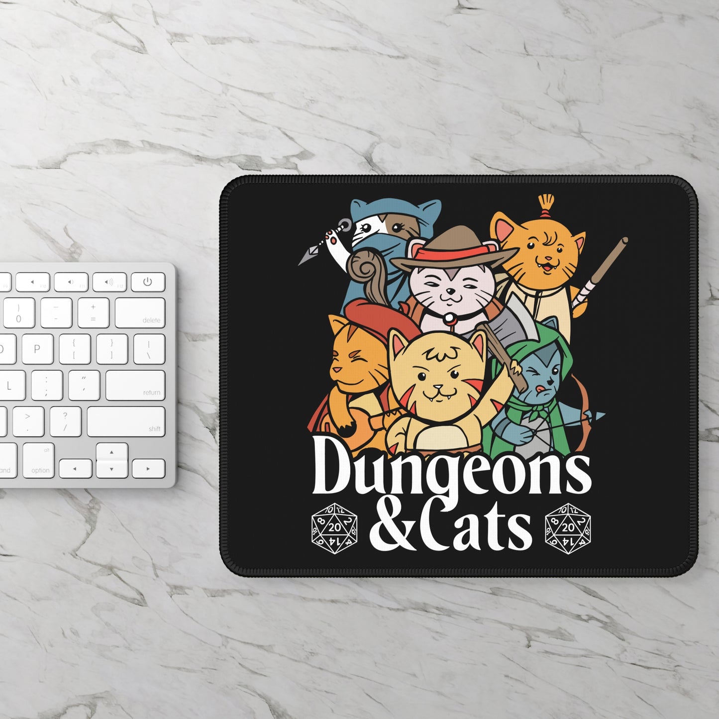 Dungeons and Cats Non Slip Mouse Pad | Fantasy Game Desk Decor | Unique Gift for Cat Lovers | RPG-Inspired Desk Mat | Fun Gaming Accessory