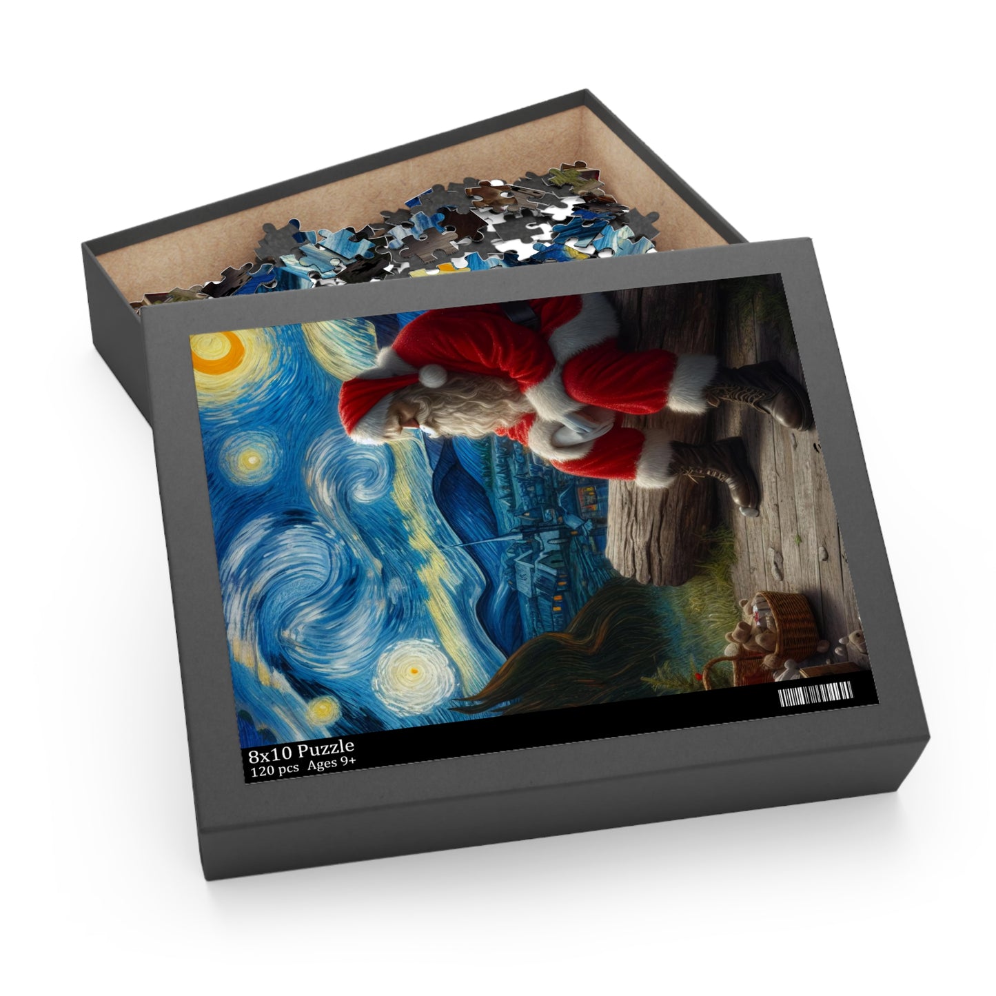 Santa Claus Night Sky Jigsaw Puzzle 120-500 Pieces | Starry Night-Inspired Holiday Art & Christmas Design Perfect for Santa Lovers