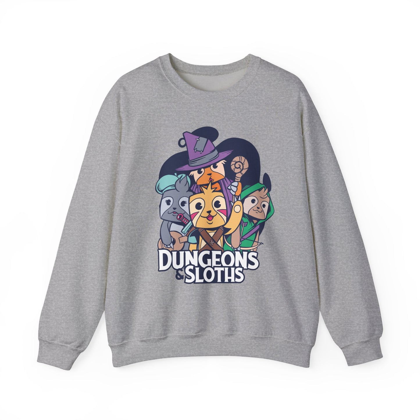 Dungeons and Sloths Funny D&D Parody Sweatshirt | Nerdy Fantasy Game Sweater Sloth Lovers | Unique Winter Gift | Cozy Fun Sweatshirt Gamers