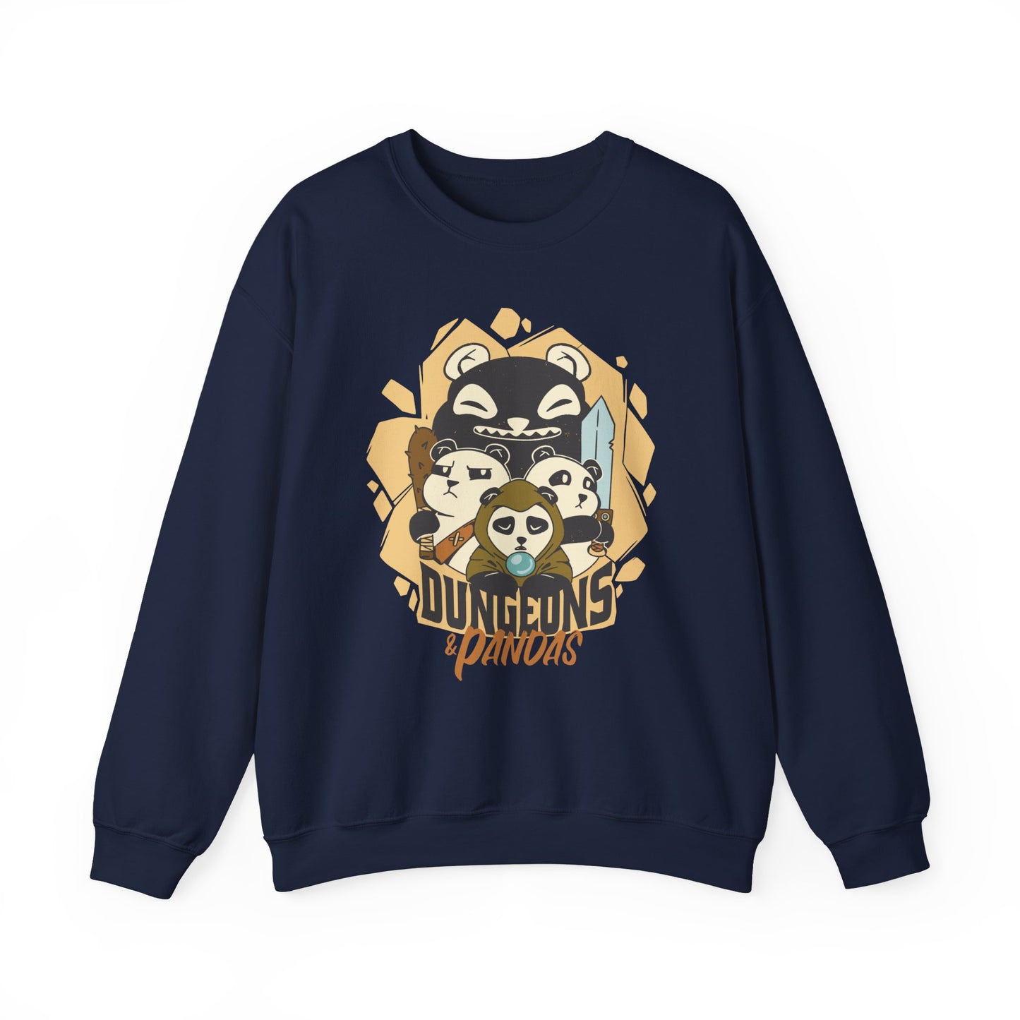 Dungeons and Pandas Funny D&D Parody Sweatshirt | Nerdy Fantasy Game Sweater Panda Lovers | Unique Winter Gift | Cozy Fun Sweatshirt Gamers