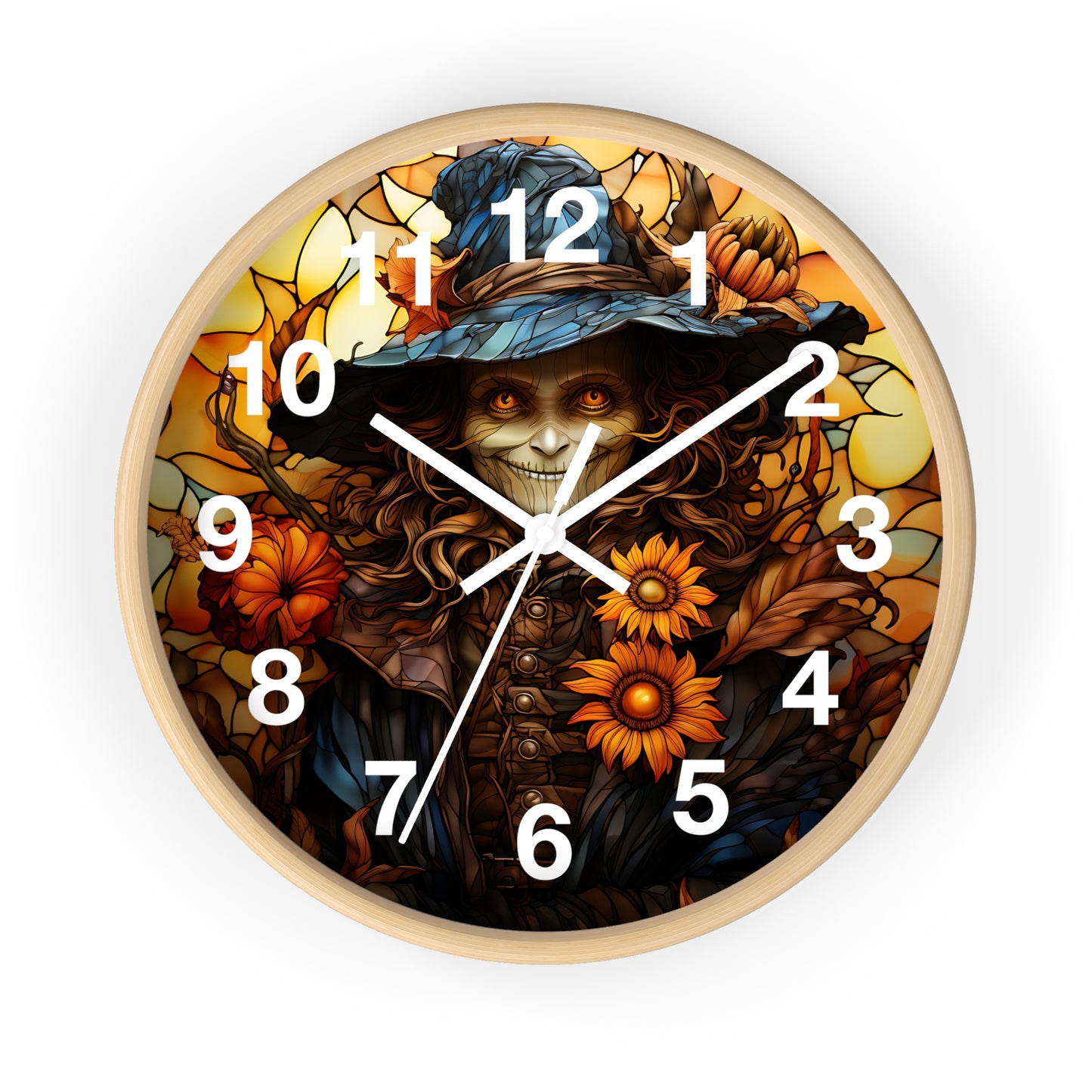 Beautiful Eerie Witch Stained Glass Wall Clock | Battery Operated | Enchanting Halloween Decor Witch Enthusiasts | Unique Mystic Accent