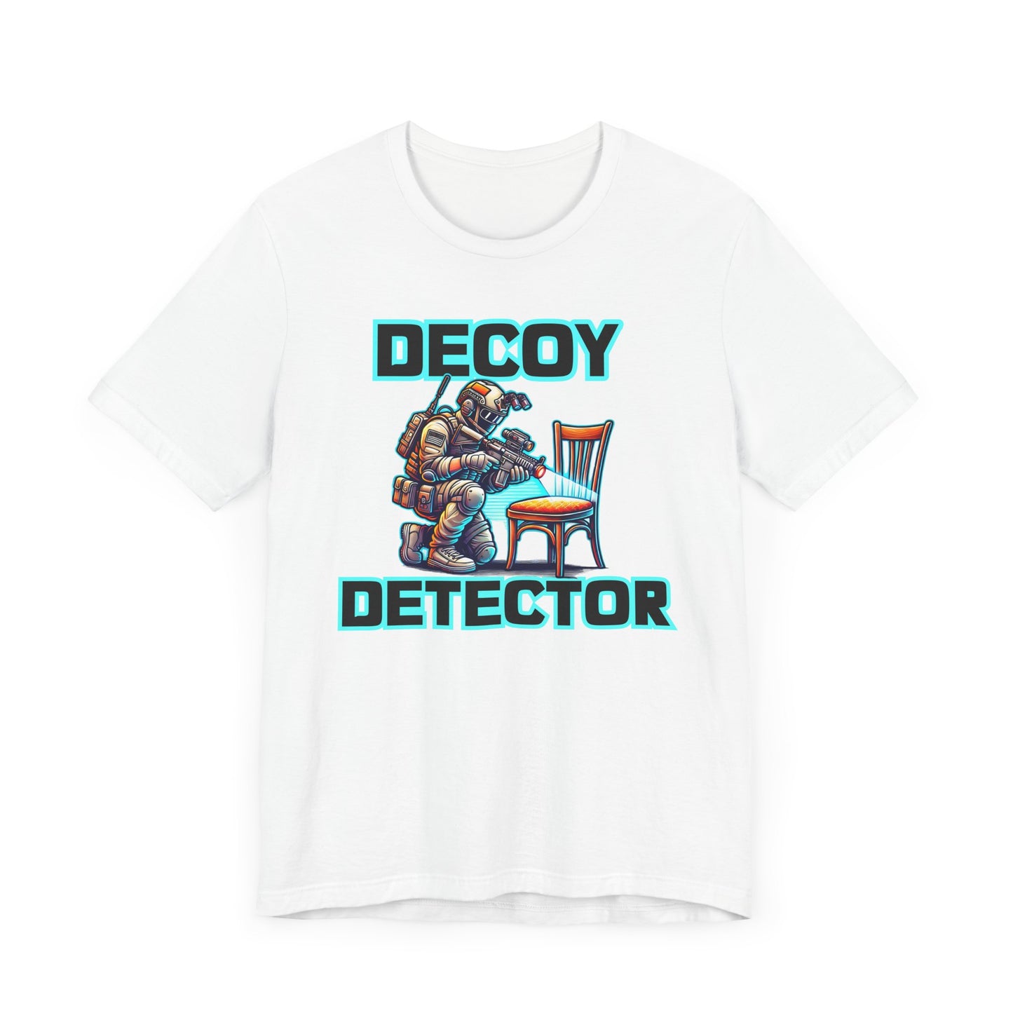 Decoy Detector Prop Cartoon | Tactical Prop Hunt Design | Funny Gamer Illustration | Chair Scanning Action Scene | Prop Hunt Graphic Gift