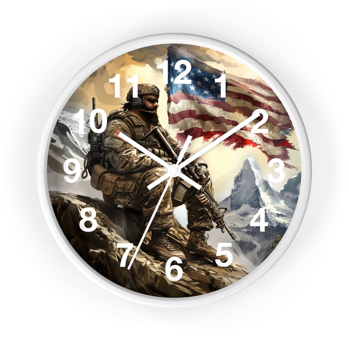 Tactical Soldier on Cliff Wall Clock | Grunge Military Adventure Art | Battery Operated | Bold USA Decor | Perfect Gift for Outdoor Warriors