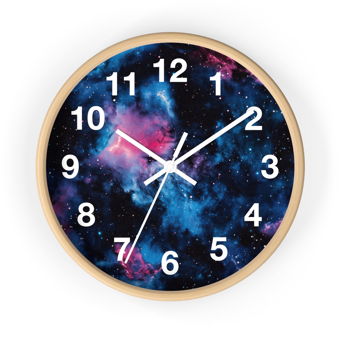 Pink & Blue Space Galaxy Wall Clock | Trippy Rave Decor | Battery Operated | Unique Teen Girl Room Decor | Ideal Gift Space and Galaxy Fans