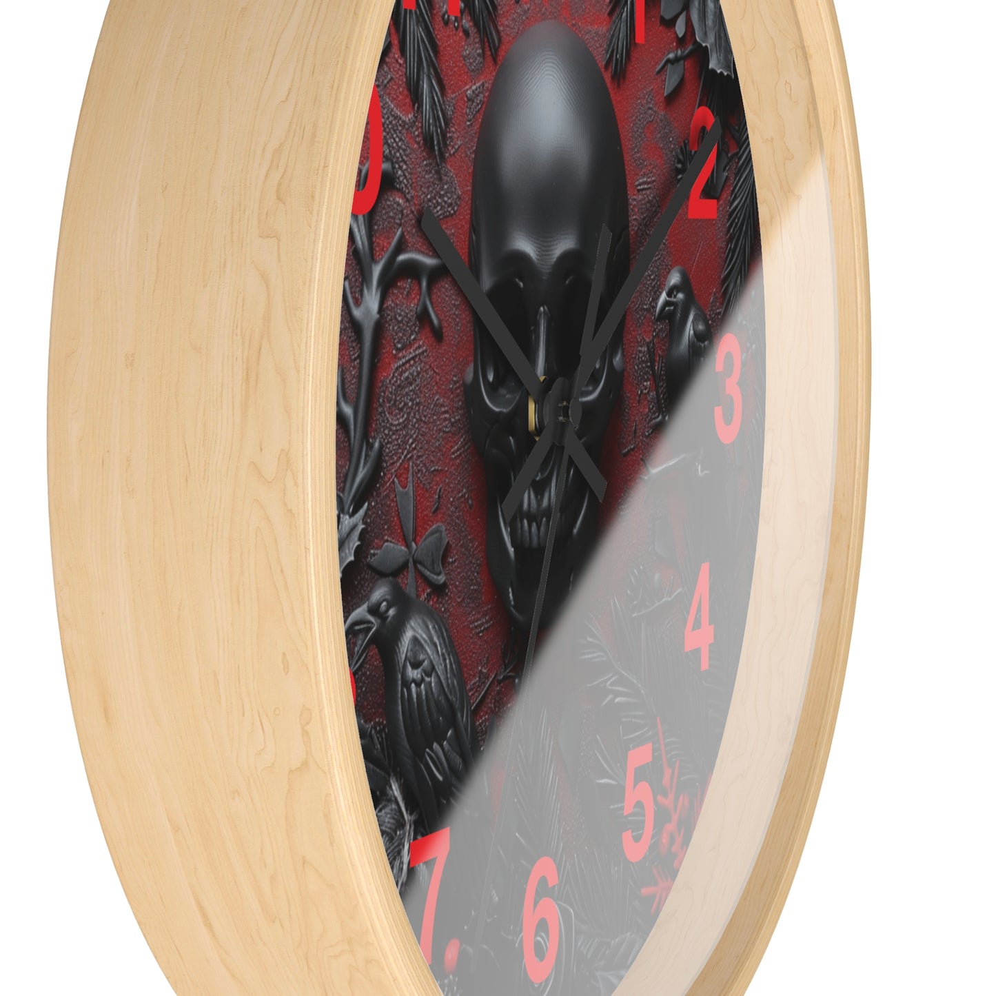 Black Skull Wall Clock | Gothic Style Home Decor | Dark Spooky Aesthetic | Battery Operated | Unique Gift for Gothic Enthusiasts