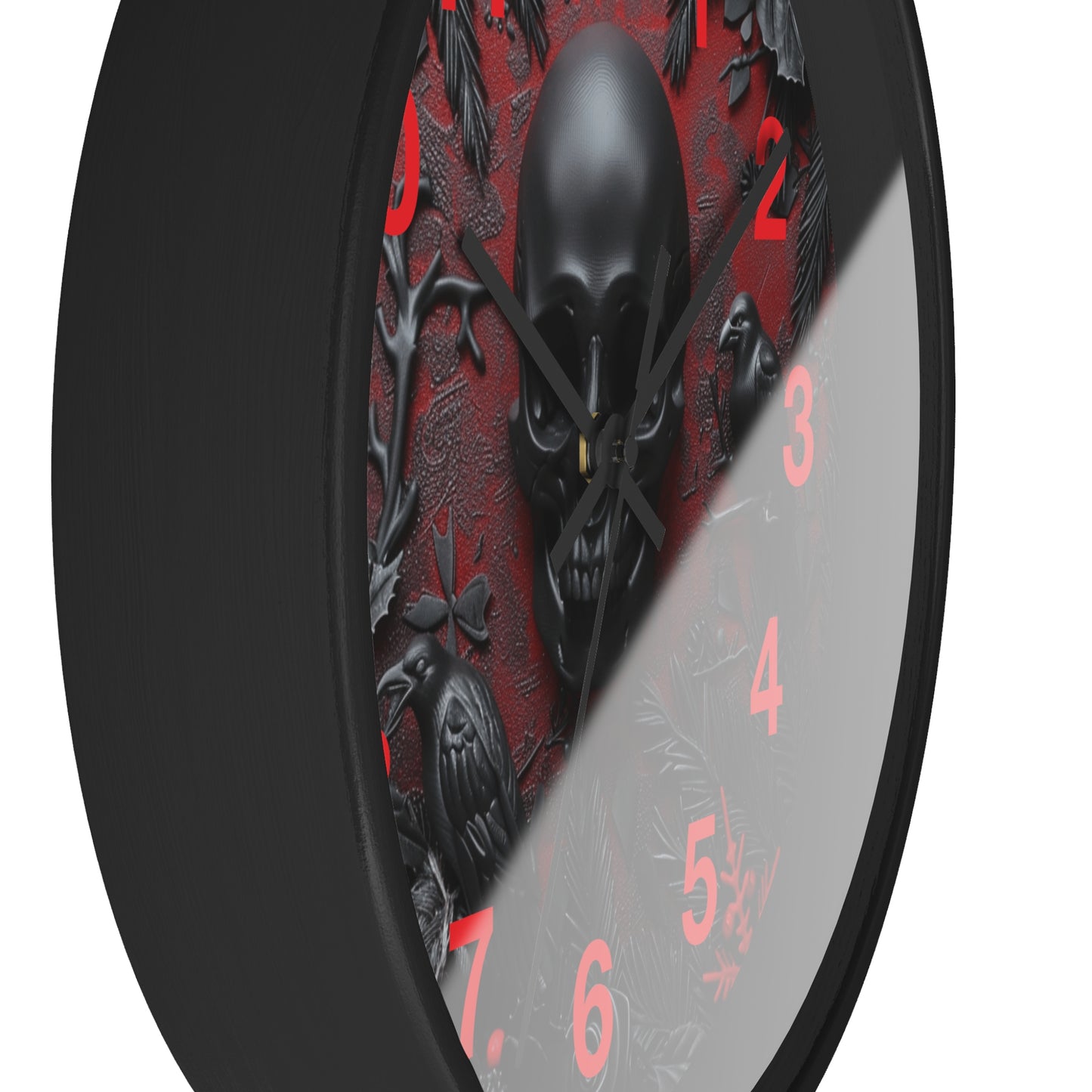 Black Skull Wall Clock | Gothic Style Home Decor | Dark Spooky Aesthetic | Battery Operated | Unique Gift for Gothic Enthusiasts