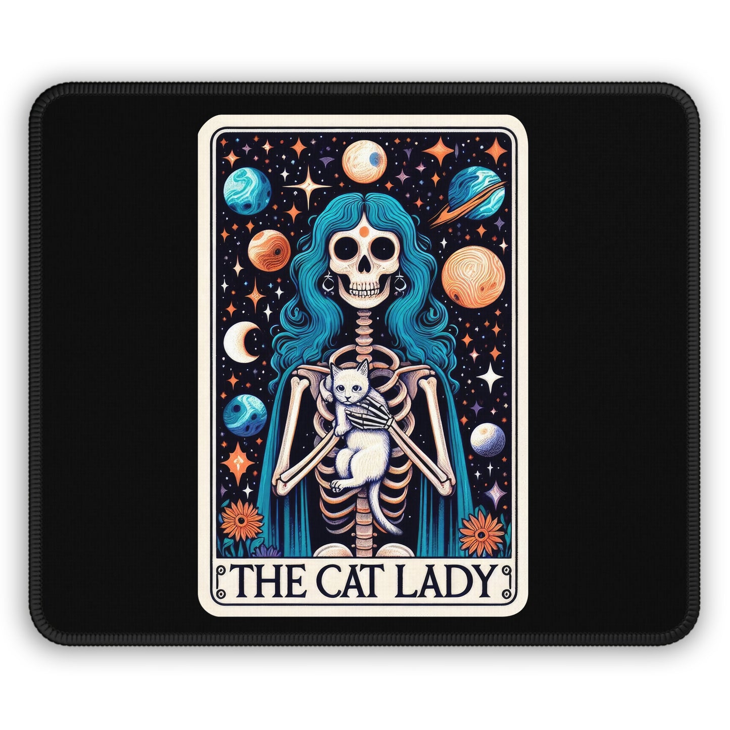 Cat Lady Tarot Card Mouse Pad | Witchy Office Desk Decor | Unique Cat Lover Gift | Tarot Reading Mat | Cute Feline Witch Accessory Desk Pad