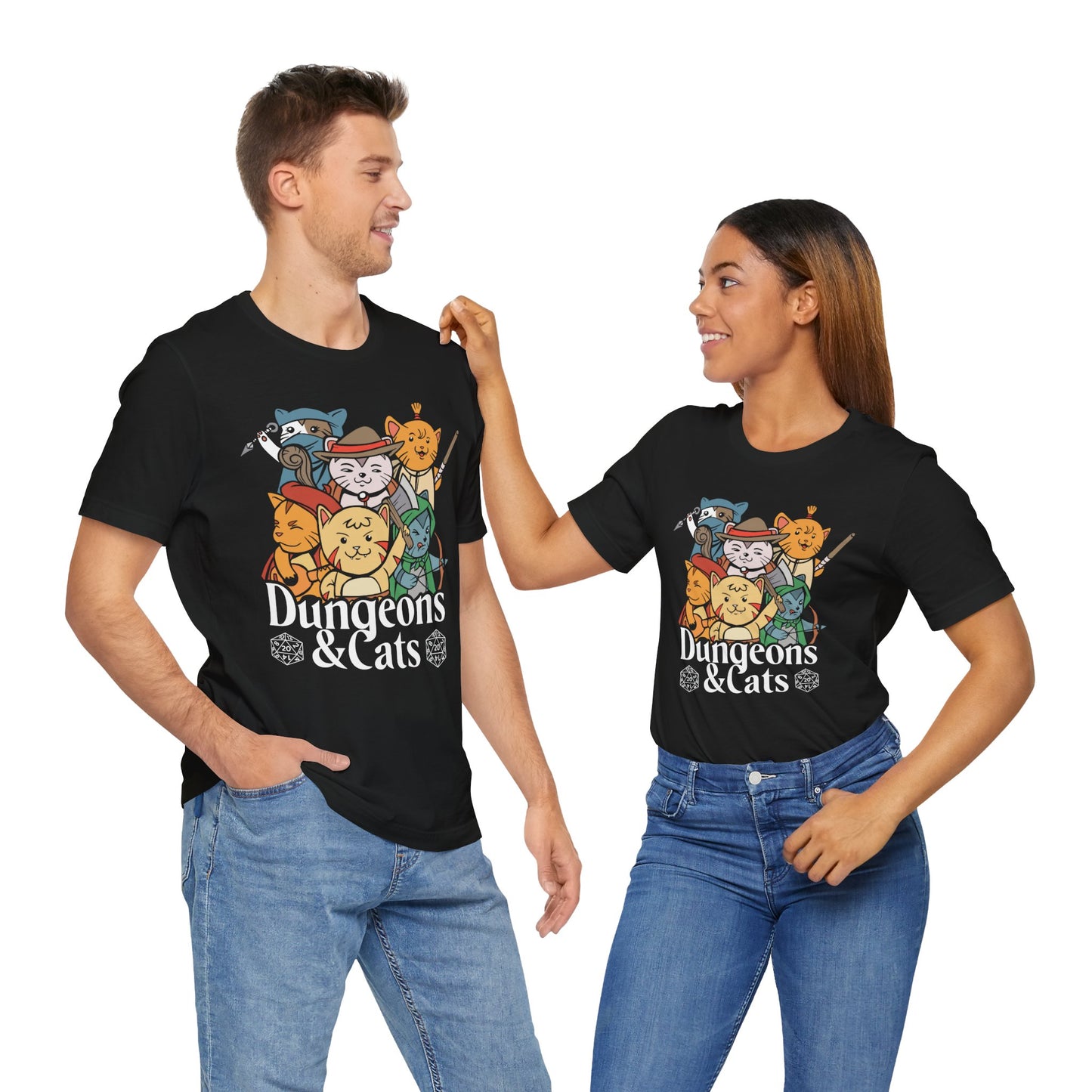 Dungeons and Cats Shirt | D&D Parody Game Tee for Cat Lovers | Playful Roleplaying Fantasy Game | Purr-fect Nerdy Gift Ideas Funny Cat Shirt
