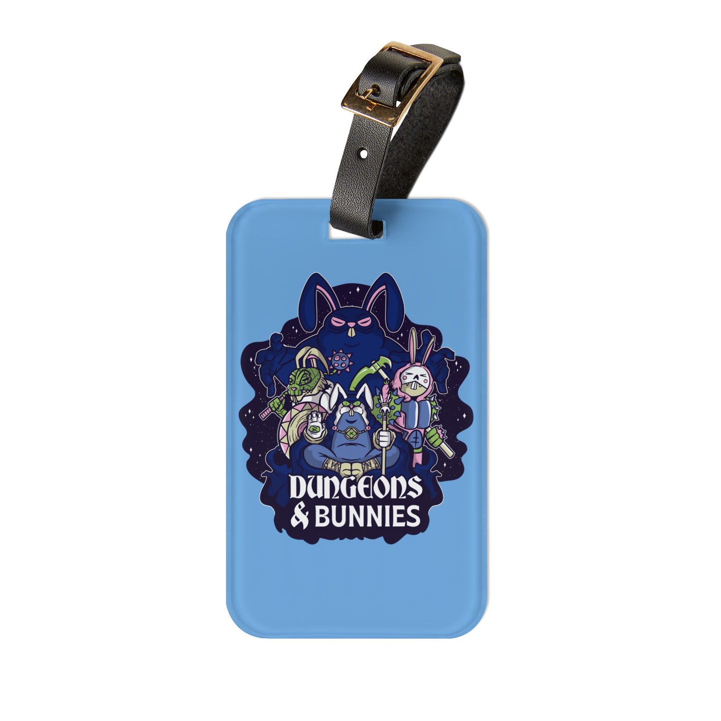 Dungeons and Bunnies Luggage Tag | Funny Bunny Lover Baggage ID | Nerdy Parody Travel Accessory | Fantasy Roleplaying Gift for Rabbit Fans