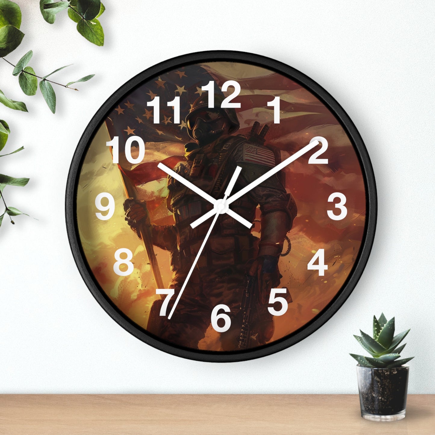 Tactical War Ready Soldier Wall Clock | Grunge Military Art | Battery Operated | Bold USA Decor | Perfect Gift for Armed Forces Supporters