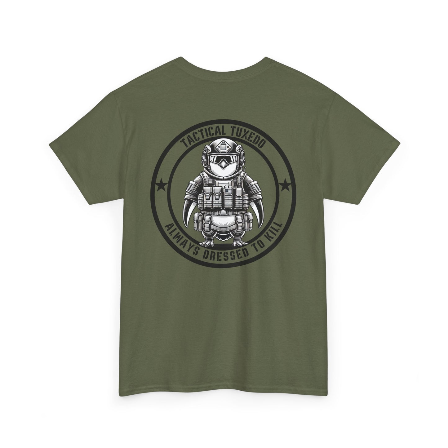 Tactical Penguin Shirt | Funny Tactical Tuxedo Tee | Military-Inspired Patriotic Gift for Penguin Lovers | Black and White Bird Humor Design