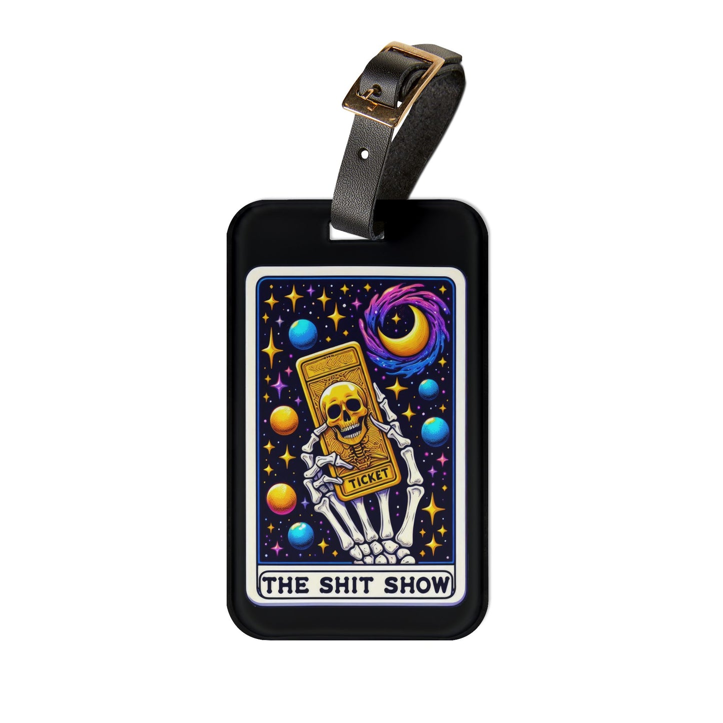 ShitShow Tarot Card Luggage Tag Unique Travel Accessory for Life's Chaos - Perfect Black Baggage ID Those Crazy Wild Side Adventures