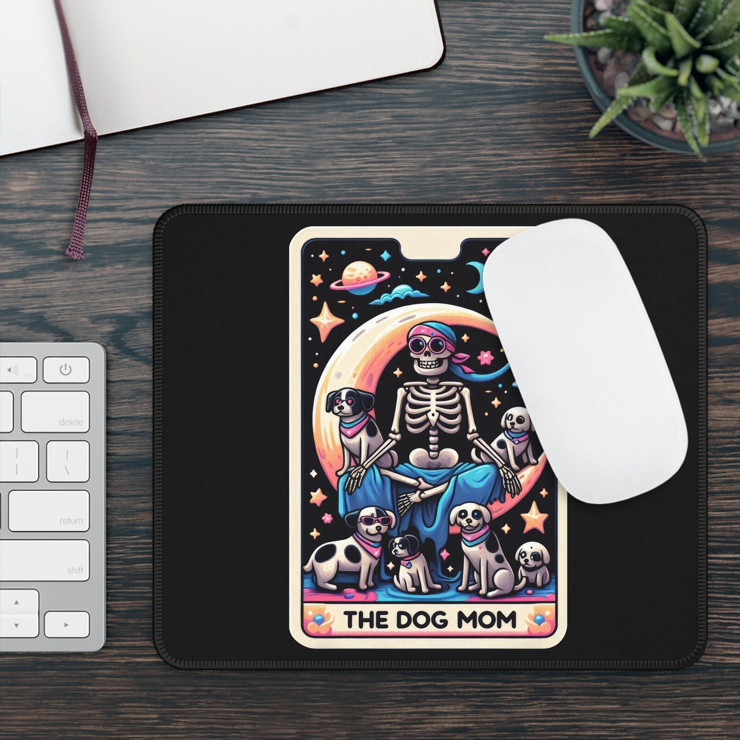 Dog Mom Tarot Card Non Slip Mouse Pad | Pet Lover Office Desk Decor Dog Moms Gift Tarot-Inspired Desk Mat | Canine-Themed Desk Accessory