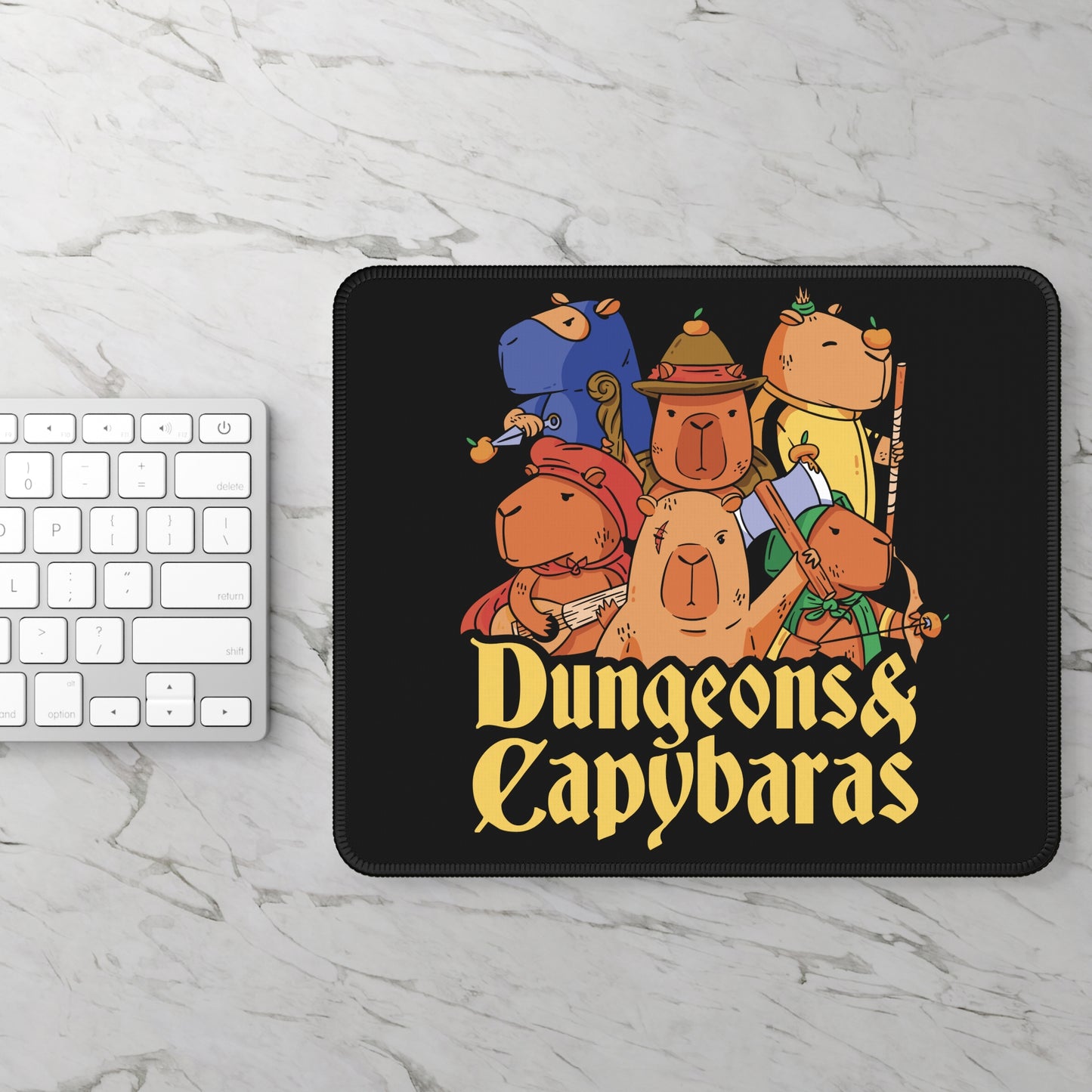 Dungeons and Capybaras Non Slip Mouse Pad Fantasy Game Desk Decor Unique Gift for Capybara Lovers RPG-Inspired Desk Mat Fun Gaming Accessory