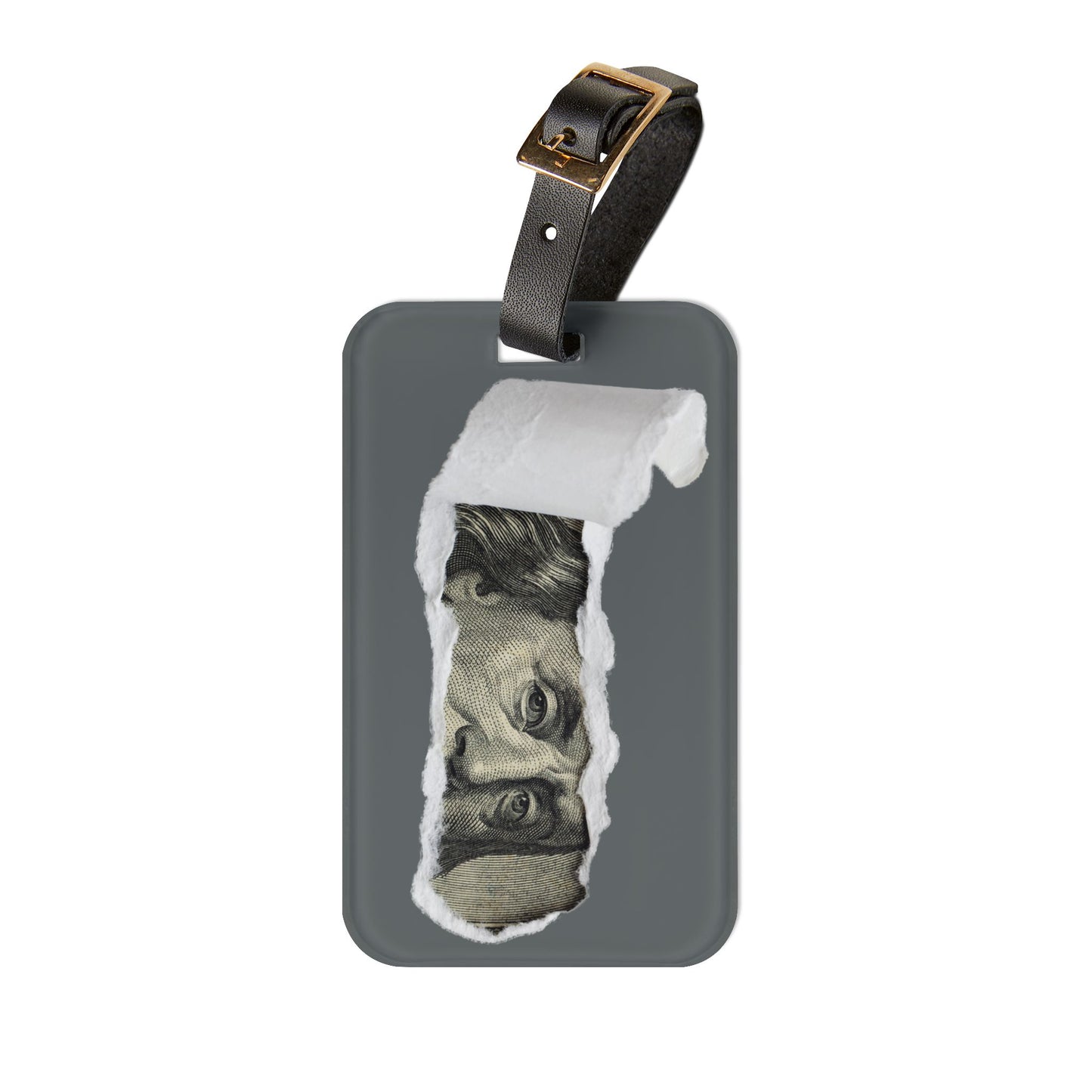 100 Dollar Bill Torn Away Luggage Tag | Benjamin Franklin Money Eyes Baggage ID | Streetwear Hustler Travel Accessory Founding Father Fans