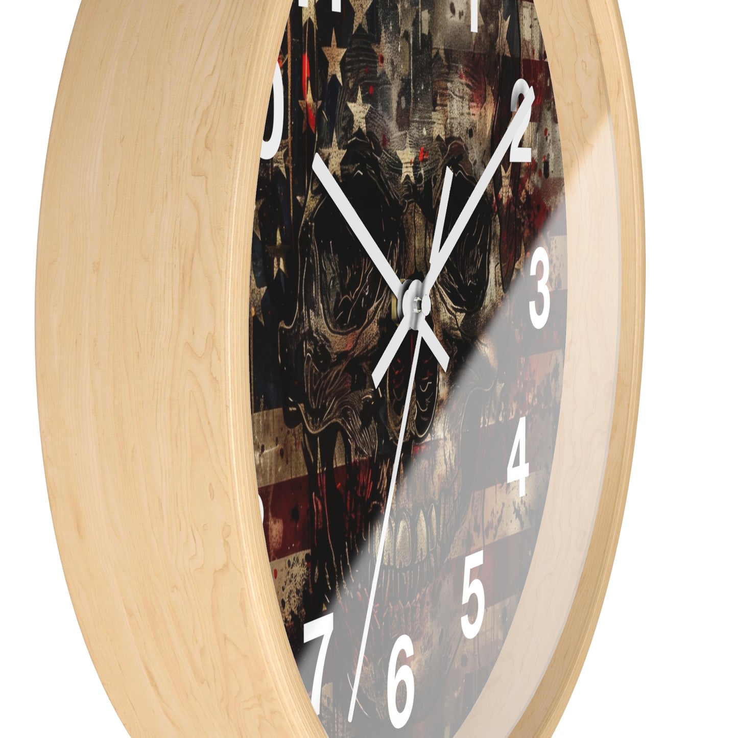 Skull with American Flag Wall Clock | Grunge Patriotic Art | Battery Operated | Bold USA Decor | Perfect Gift for Rebel Patriots
