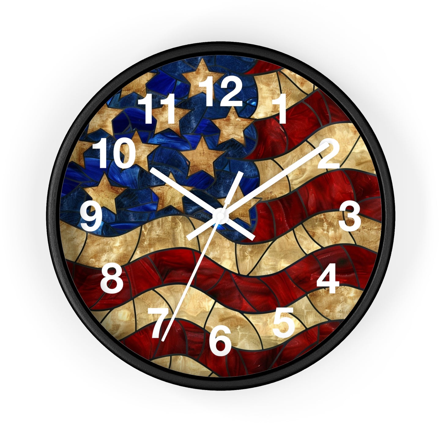 American Flag Stained Glass Wall Clock | Patriotic USA Decor | Battery Operated | Unique Home Accent | Perfect Gift for Proud Patriots