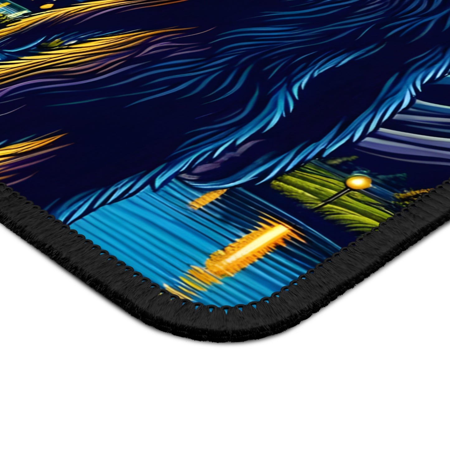 Bigfoot Alien Spaceship Night Sky Non-Slip Mouse Pad | Sasquatch Meets Extraterrestrial Art | Fun UFO Humor Desk Mat for Bigfoot Fans