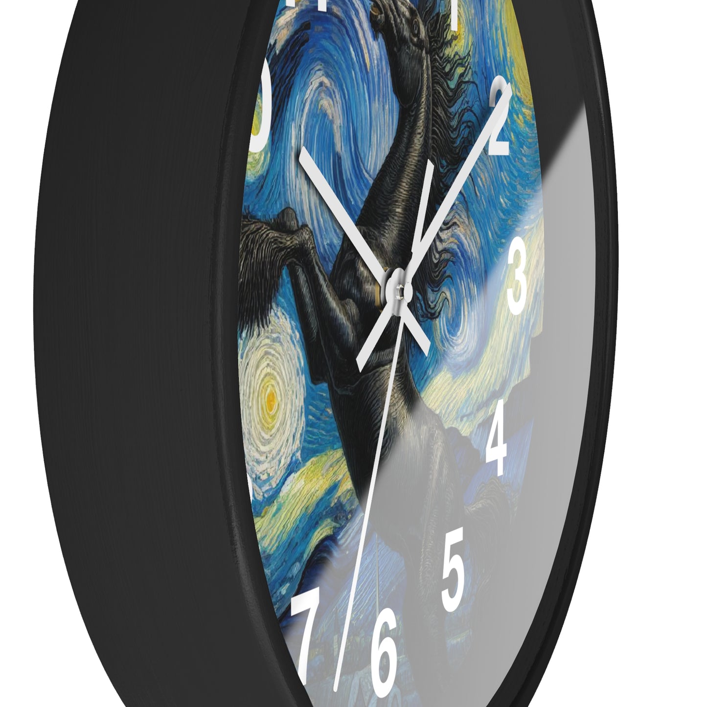 Majestic Black Horse Night Sky Wall Clock | Battery Operated | Starry Night-Inspired Art | Perfect Gift Equestrian Lovers Elegant Wall Decor