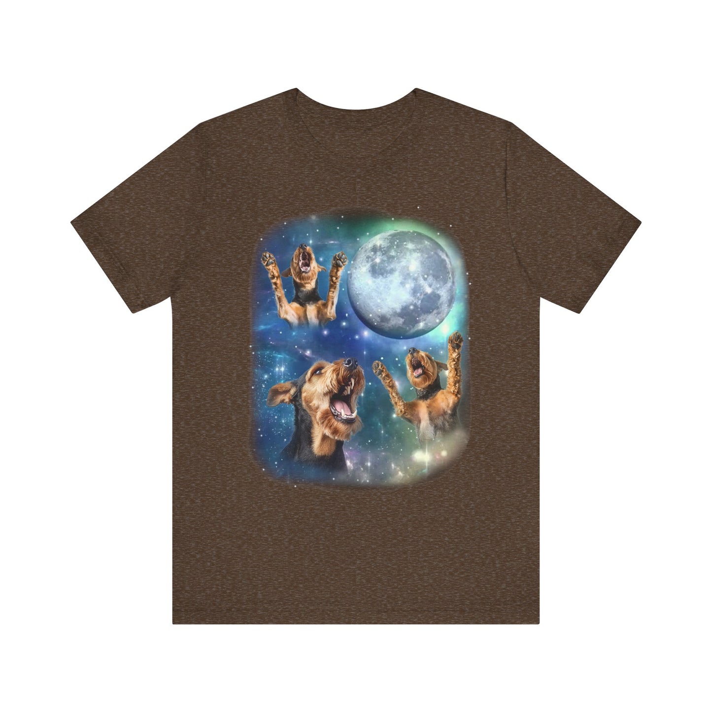 Airedale Terrier Howling at Moon Shirt Vintage 90s Inspired Dog Lover Tee Funny Dog Shirt Unique Airedale Gift Retro Animal Lover Apparel