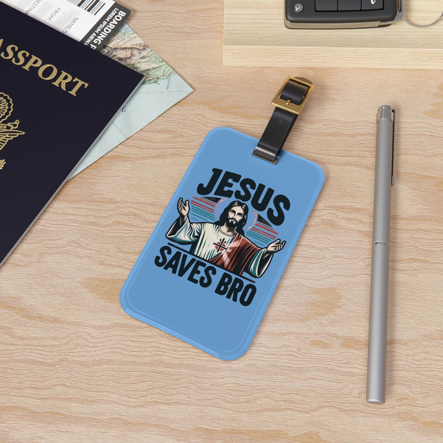 Jesus Saves Bro Christian Luggage Tag Funny Jesus Faith-Based Suitcase ID Perfect Travel Accessory Believers Baggage ID Tag Travel Bug Label