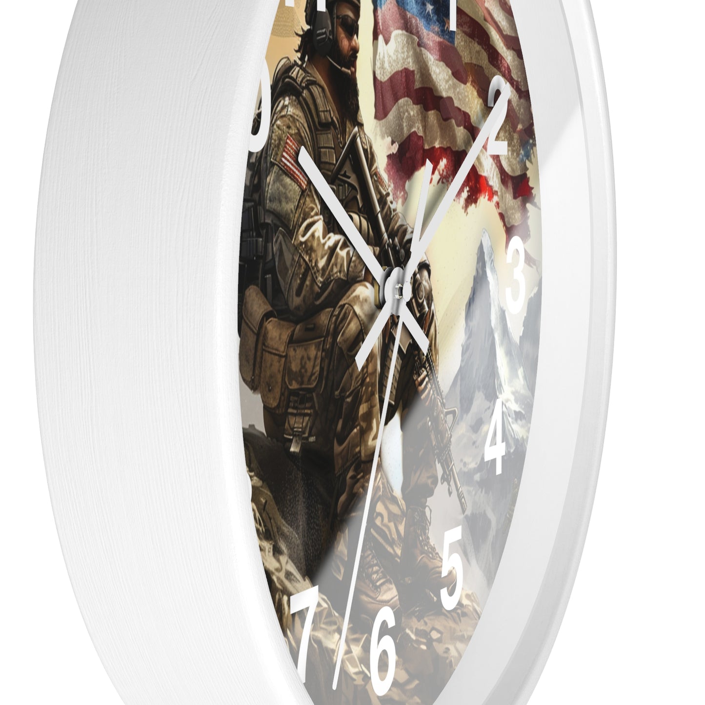 Tactical Soldier on Cliff Wall Clock | Grunge Military Adventure Art | Battery Operated | Bold USA Decor | Perfect Gift for Outdoor Warriors