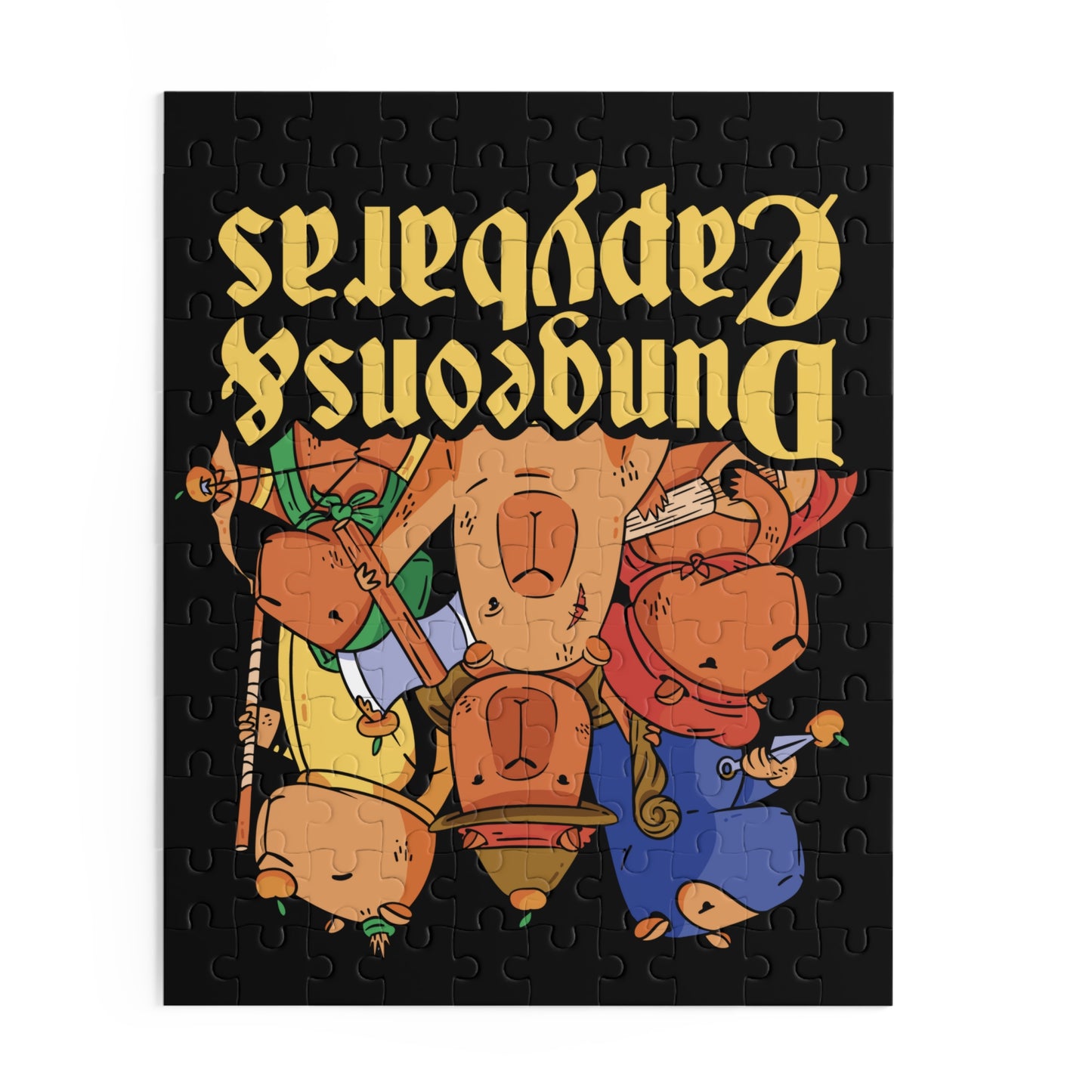 Dungeons and Capybaras Jigsaw Puzzle Funny D&D Parody 120-500 Pieces for Nerdy Fantasy Game Fans and Capybara Lovers RPG Style Puzzle