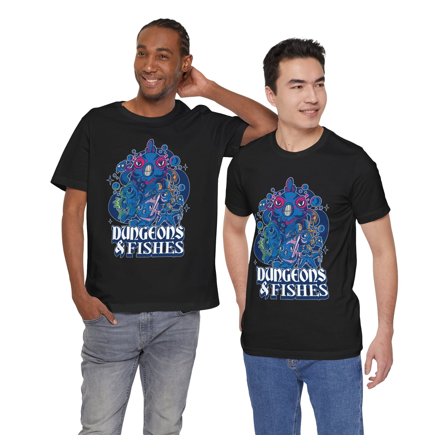 Dungeons and Fish Shirt | D&D Parody Game Tee for Fish Lovers | Aquatic Roleplaying Fantasy Game | Nerdy Gift Ideas Gamers Funny Fish Shirt