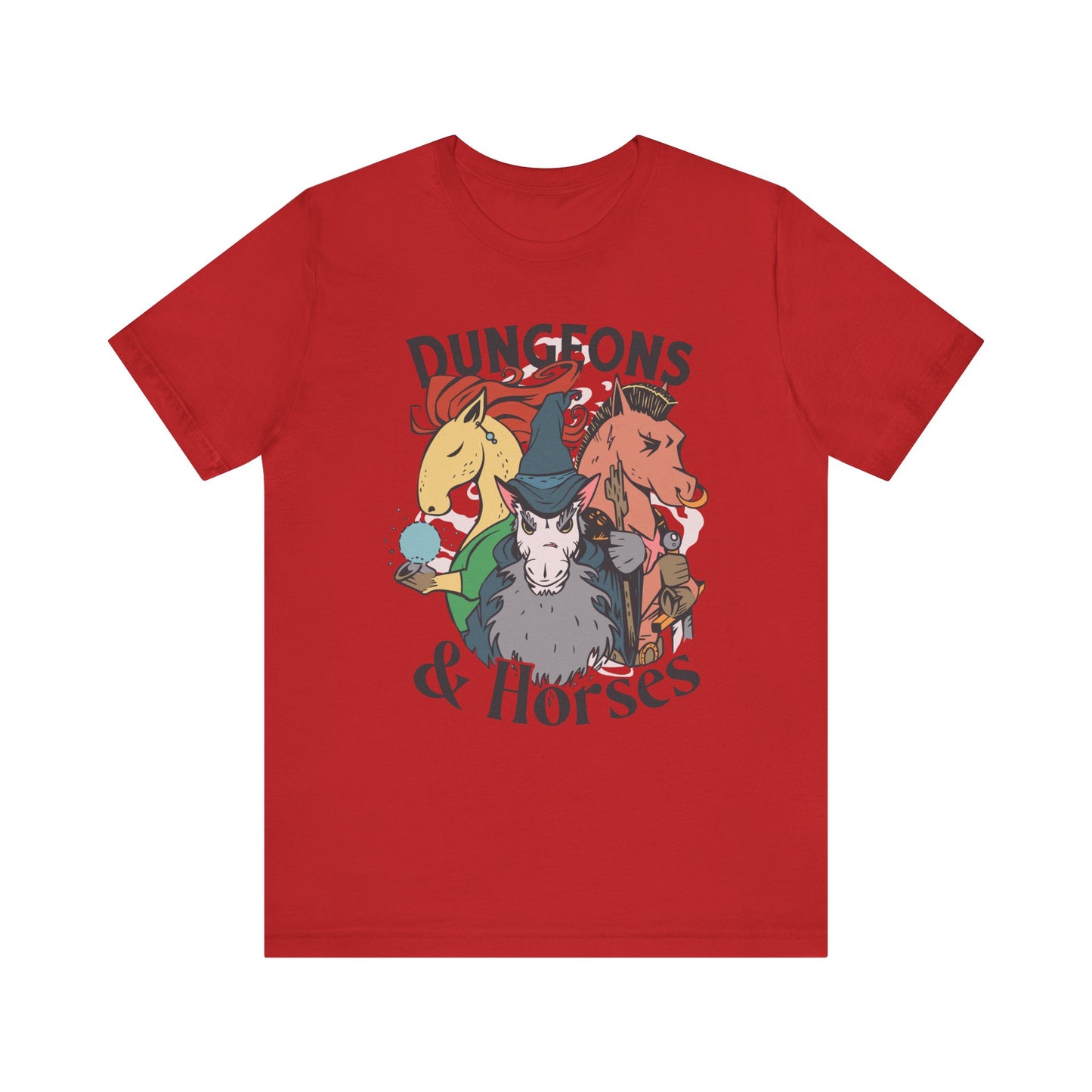 Dungeons and Horses Shirt | D&D Parody Game Tee for Horse Lovers | Roleplaying Fantasy Game | Fun Nerdy Gift Ideas