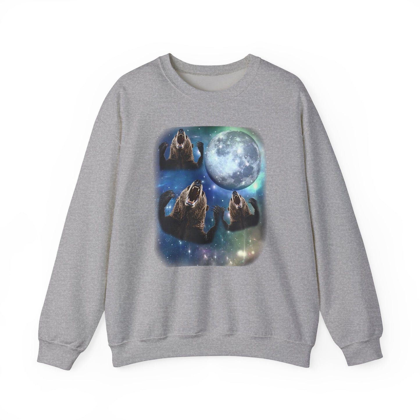 Brown Bear Howling at Moon Sweatshirt | Vintage Bear Lover Pullover Sweater | Funny Brown Bear Apparel Gift Wildlife Enthusiasts Cute Bear