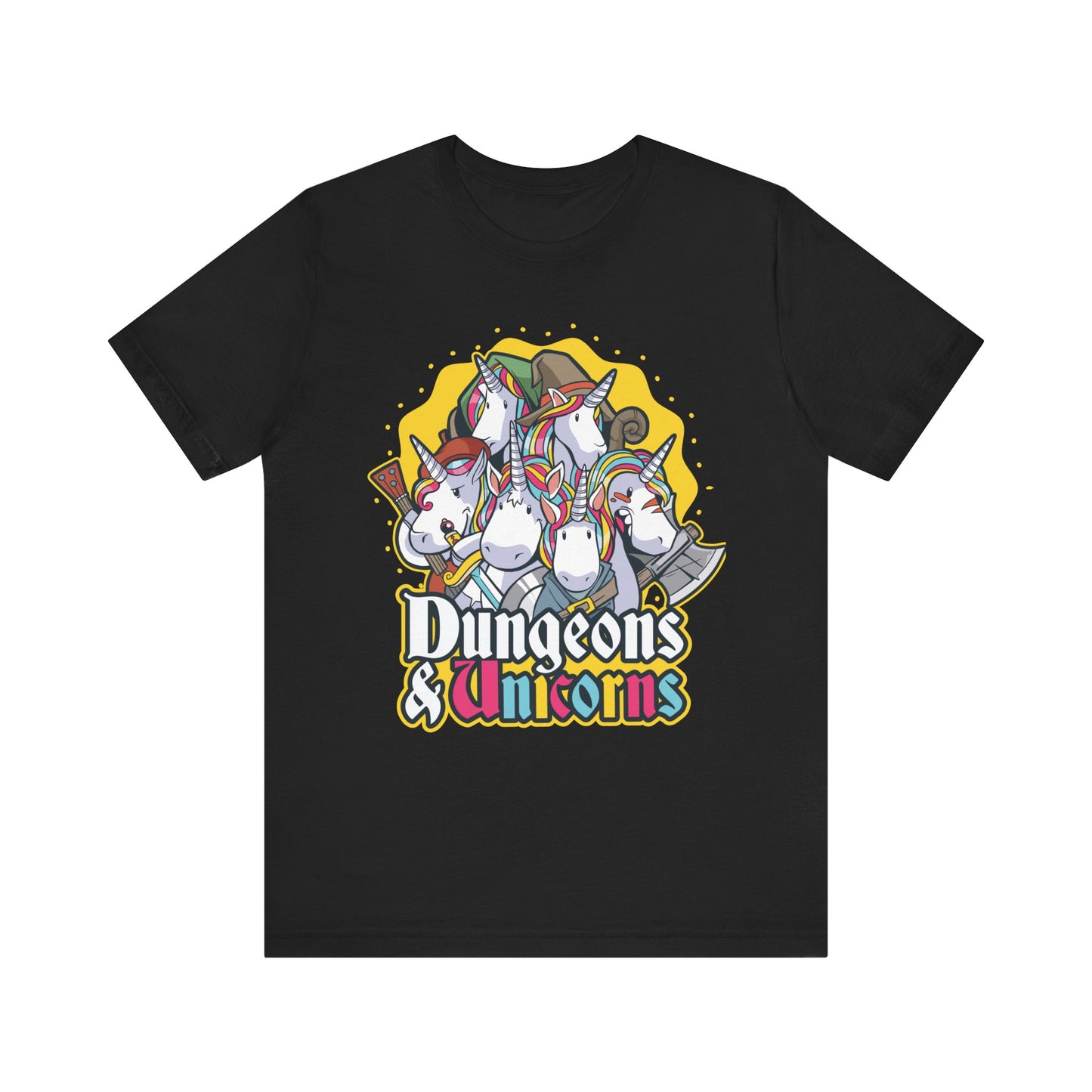 Dungeons and Unicorns Shirt | D&D Parody Game Tee for Unicorn Lovers | Magical Roleplaying Fantasy Game | Fun Nerdy Gift Ideas Funny Unicorn