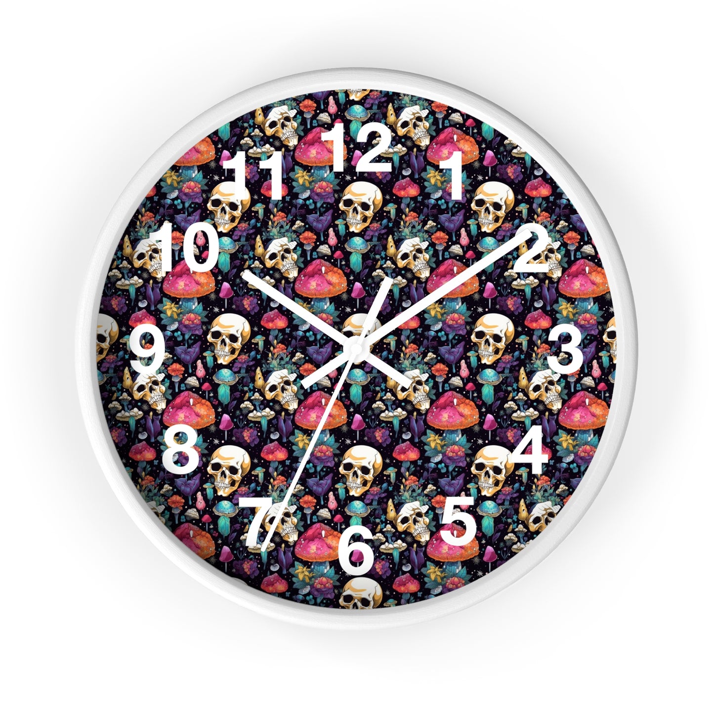 Trippy Mushroom Skull Wall Clock | Cute and Eerie Shroom Decor | Unique Room Background | Battery Operated | Perfect Gothic Gift