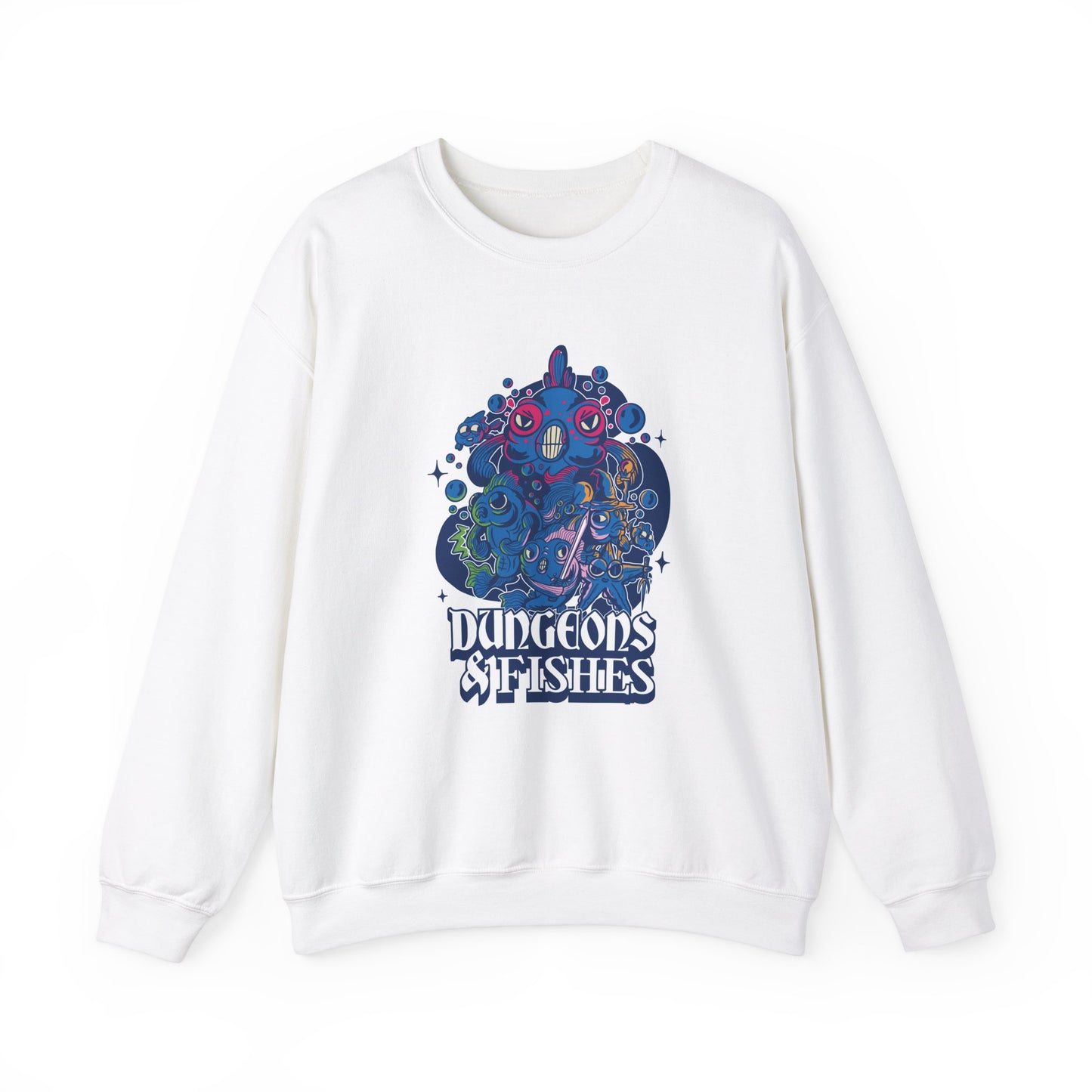 Dungeons and Fish Funny D&D Parody Sweatshirt | Nerdy Fantasy Game Sweater for Fish Lovers | Unique Winter Gift | Cozy Fun Sweatshirt Gamers