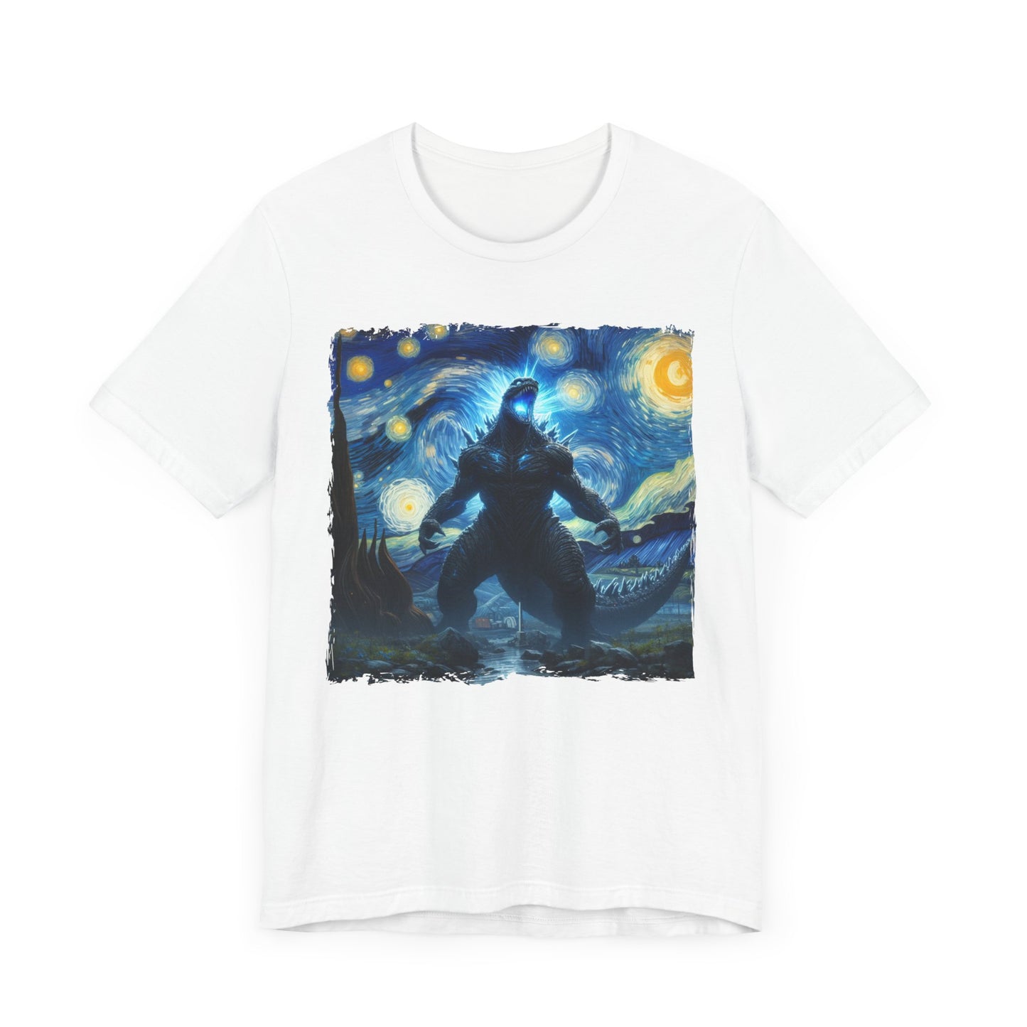 Giant Dinosaur Lizard Night Sky Shirt | Kaiju-Inspired Starry Night Art | Epic Anime-Style Monster Tee for Dinosaur & Kaiju Fans