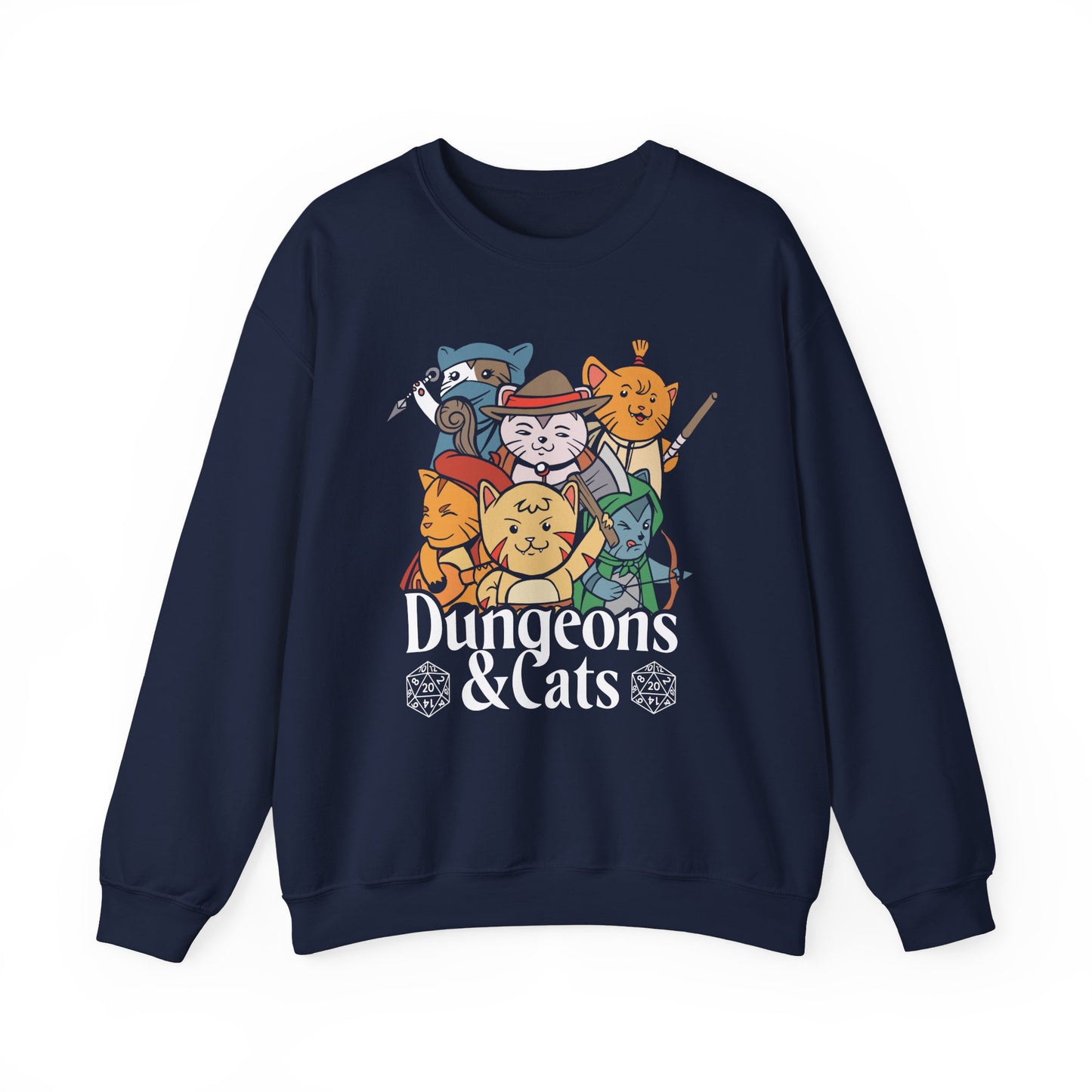 Dungeons and Cats Funny D&D Parody Sweatshirt | Nerdy Fantasy Game Sweater for Cat Lovers | Unique Winter Gift | Cozy Fun Sweatshirt Gamers