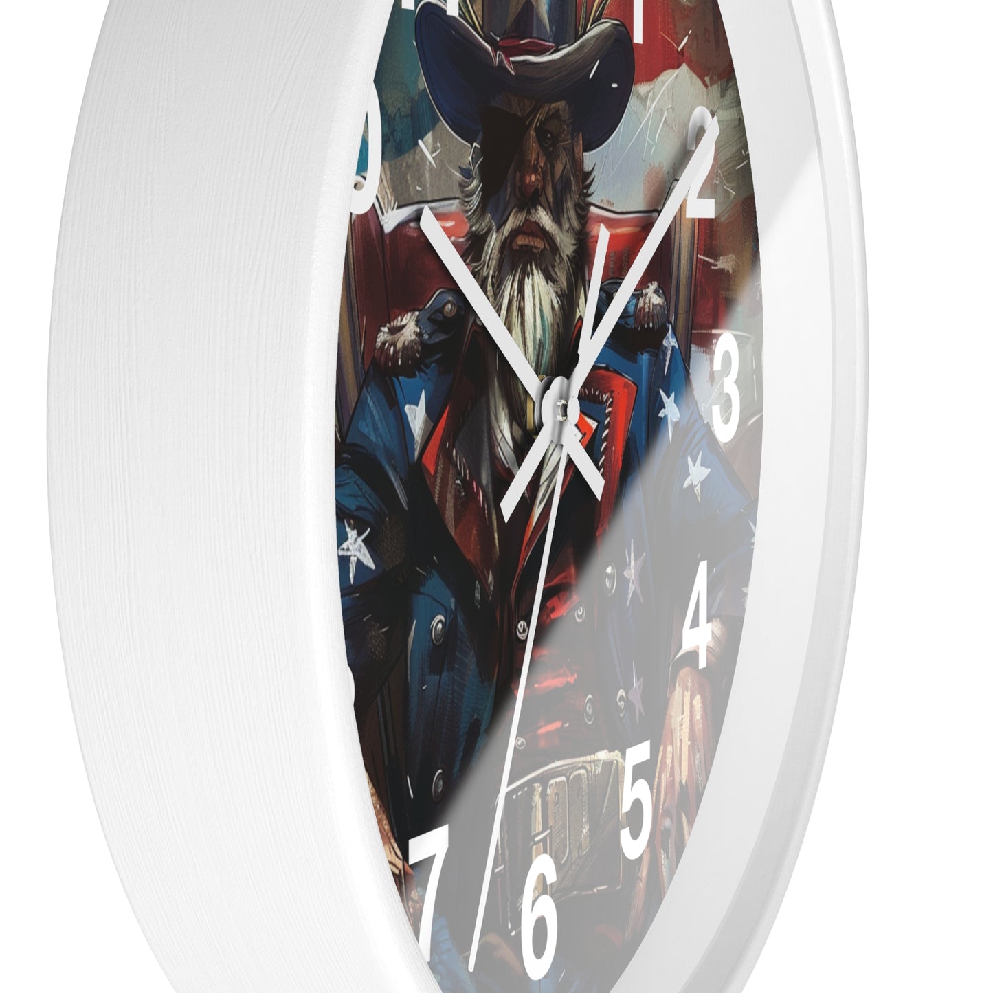 Grunge Patriot Style Wall Clock | USA Rebellion Art | Battery Operated | Patriotic Pride Decor Founding Fathers | Perfect Gift History Buffs