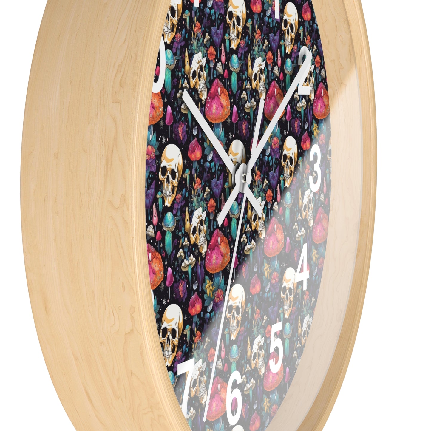 Trippy Mushroom Skull Wall Clock | Cute and Eerie Shroom Decor | Unique Room Background | Battery Operated | Perfect Gothic Gift