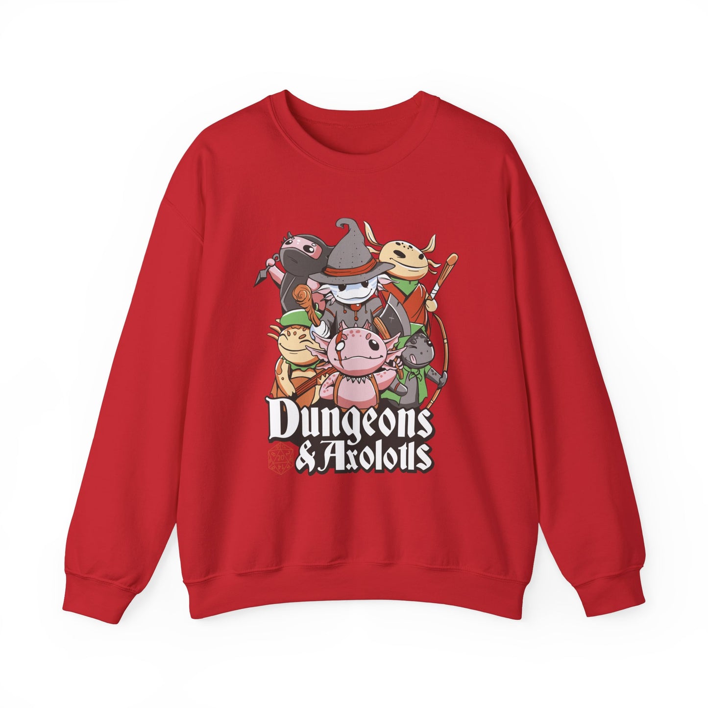 Dungeons and Axolotls Funny D&D Parody Sweatshirt | Nerdy Fantasy Game Sweater Axolotl Lovers Unique Winter Gift Cozy Fun Sweatshirt Gamers