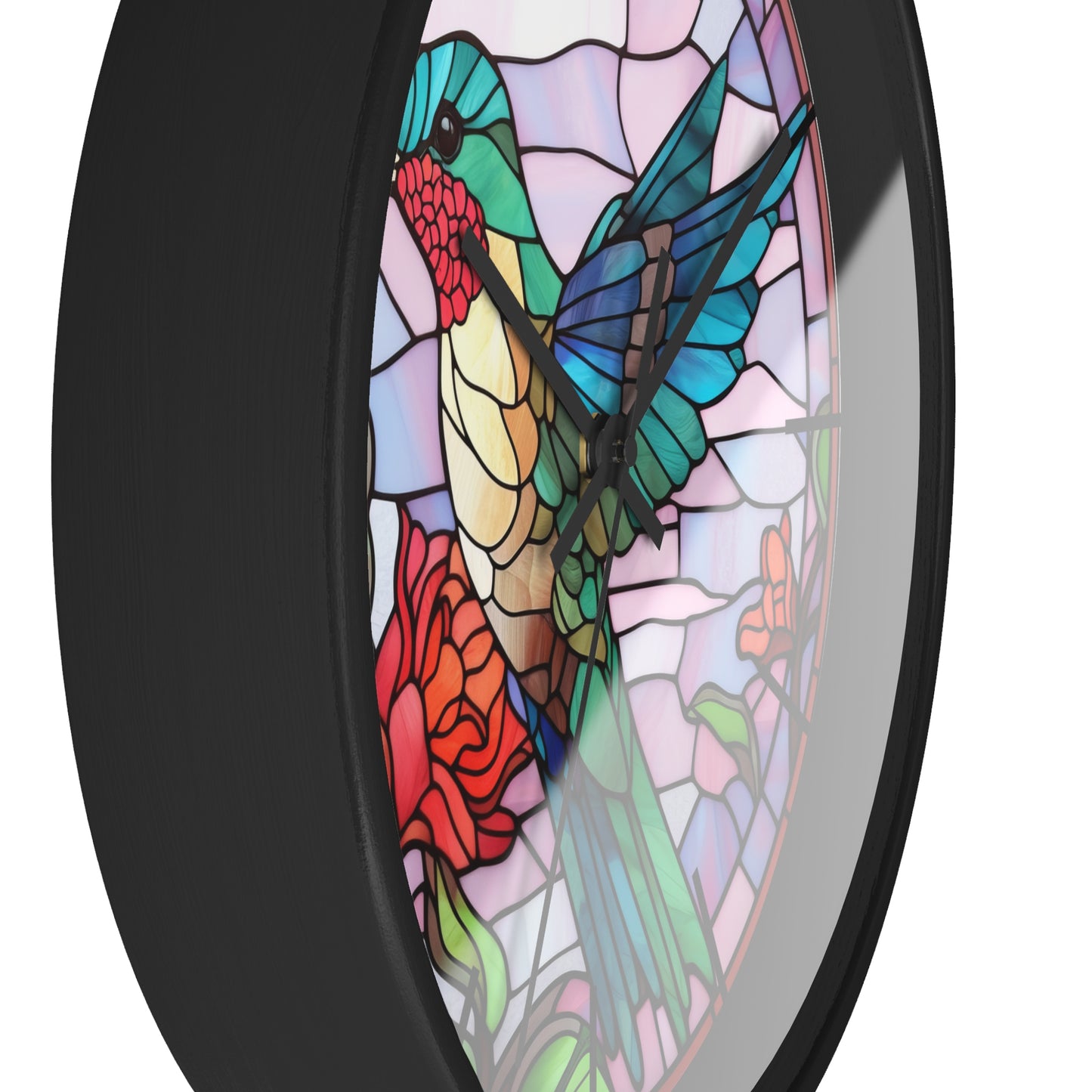 Stunning Hummingbird Stained Glass Wall Clock | Colorful Vibrant Bird Design | Battery Operated | Unique Home Decor | HummingBird Gift