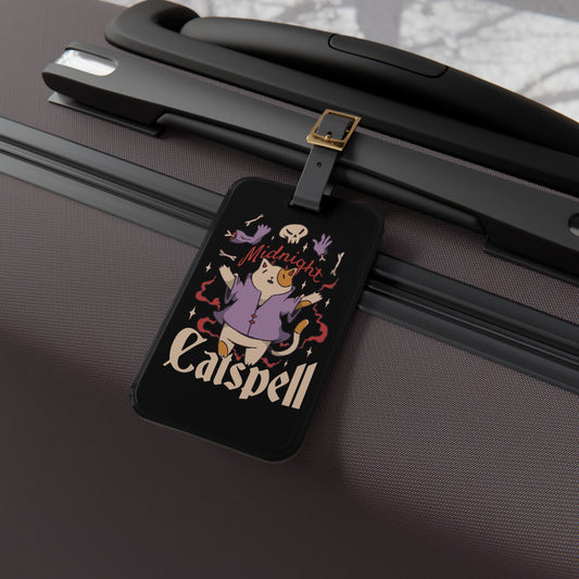 Midnight Catspell Luggage Tag - Gothic Style Accessory for Cat Lovers & Witchcraft Enthusiasts - Perfect Baggage ID for Enchanting Journeys