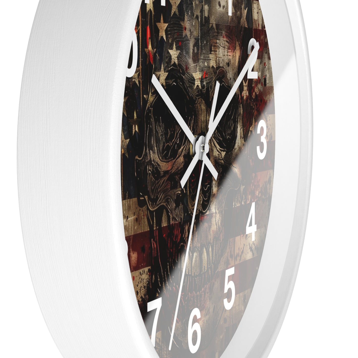 Skull with American Flag Wall Clock | Grunge Patriotic Art | Battery Operated | Bold USA Decor | Perfect Gift for Rebel Patriots