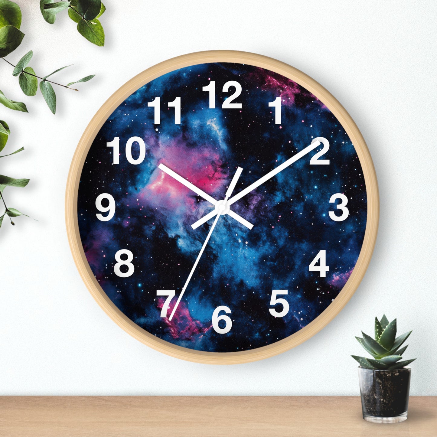 Pink & Blue Space Galaxy Wall Clock | Trippy Rave Decor | Battery Operated | Unique Teen Girl Room Decor | Ideal Gift Space and Galaxy Fans
