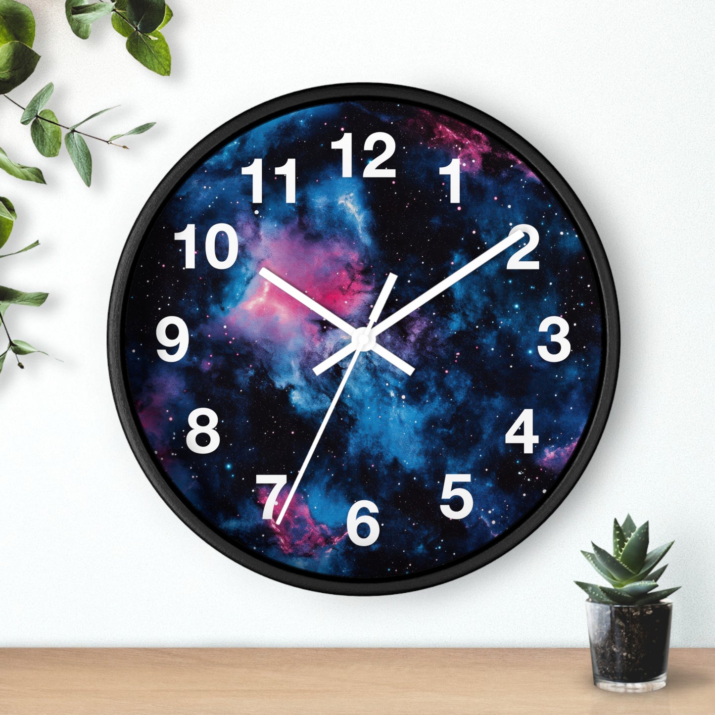 Pink & Blue Space Galaxy Wall Clock | Trippy Rave Decor | Battery Operated | Unique Teen Girl Room Decor | Ideal Gift Space and Galaxy Fans