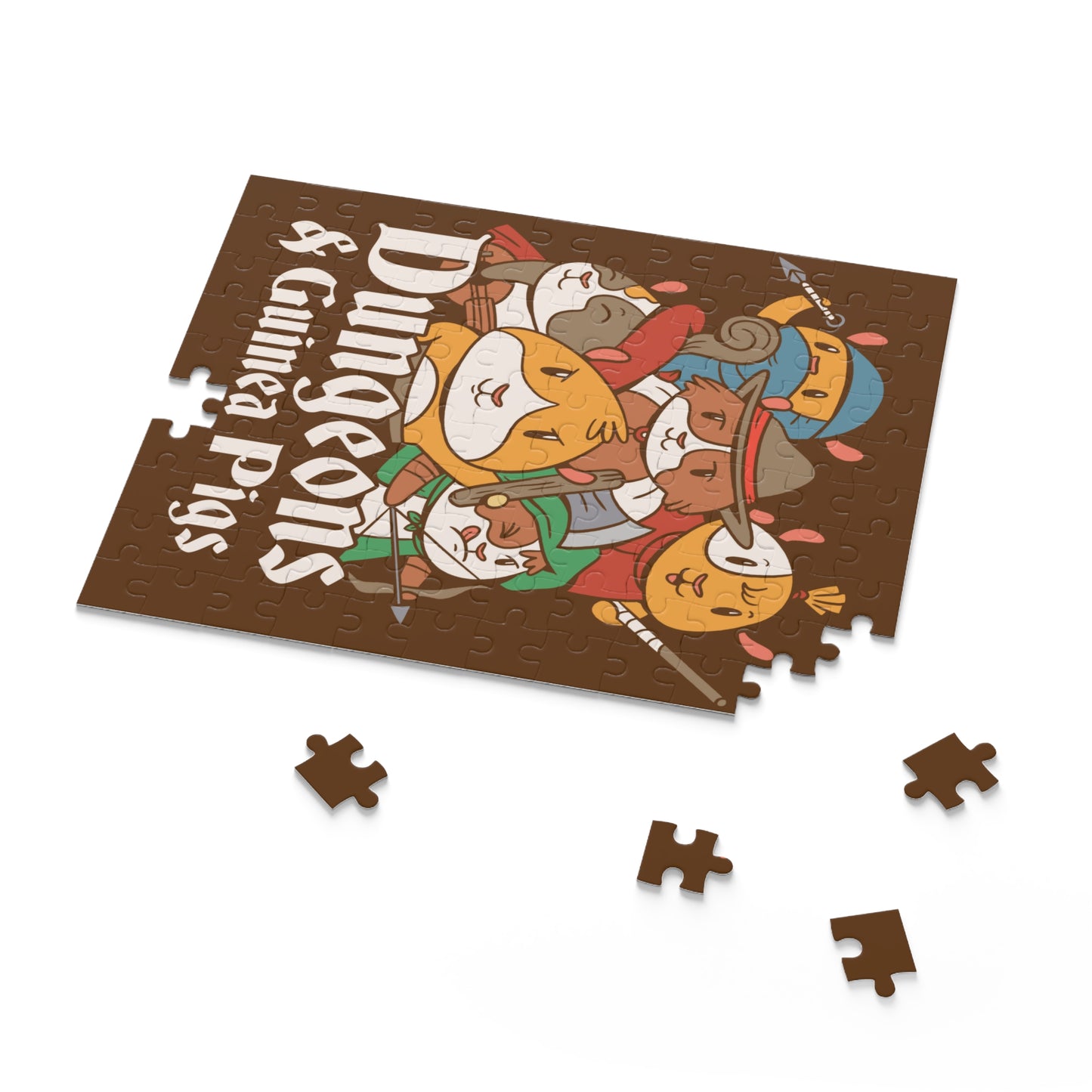 Dungeons and Guinea Pigs Jigsaw Puzzle Funny D&D Parody 120-500 Pieces for Nerdy Fantasy Game Fans and Guinea Pig Lovers RPG Style Puzzle