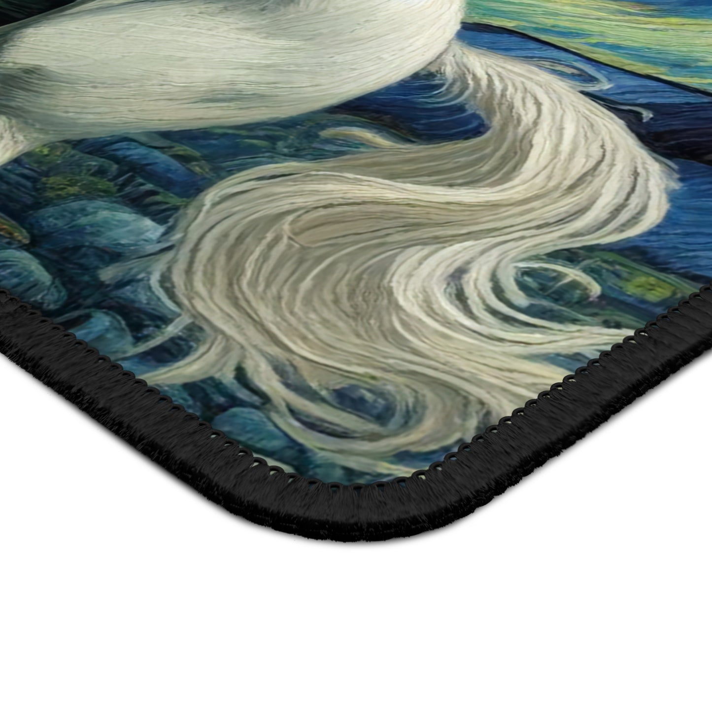 Majestic White Horse Night Sky Non-Slip Mouse Pad | Starry Night-Inspired Art | Enchanting Horse Lover Desk Mat Horse Gift Computer Mat